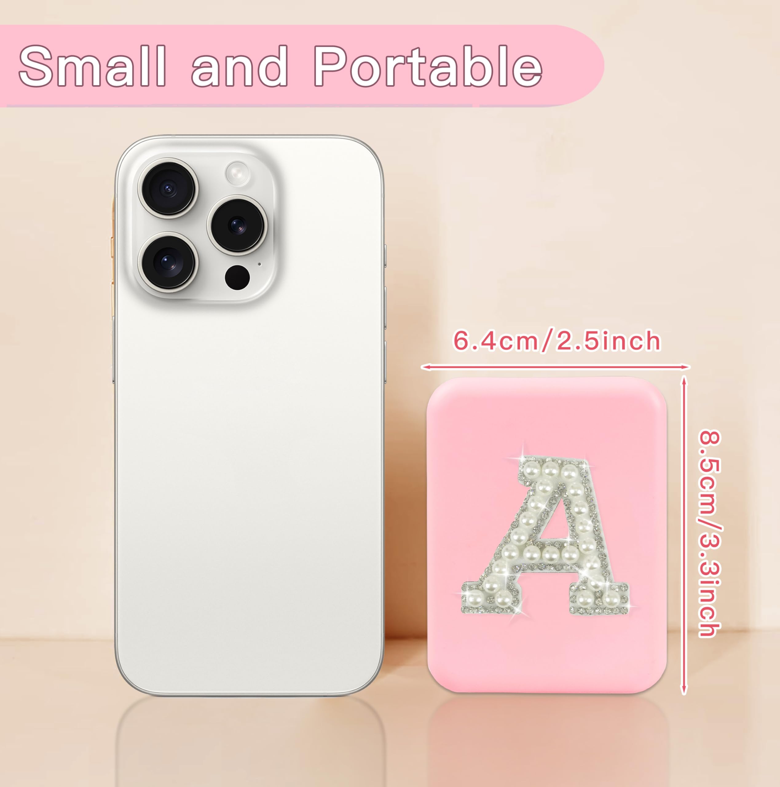 Aganmi Personalized Birthday Graduation Gifts For Teen Girls Her Pearl Initial Pink Travel Compact Mirror With Lights Portable 1