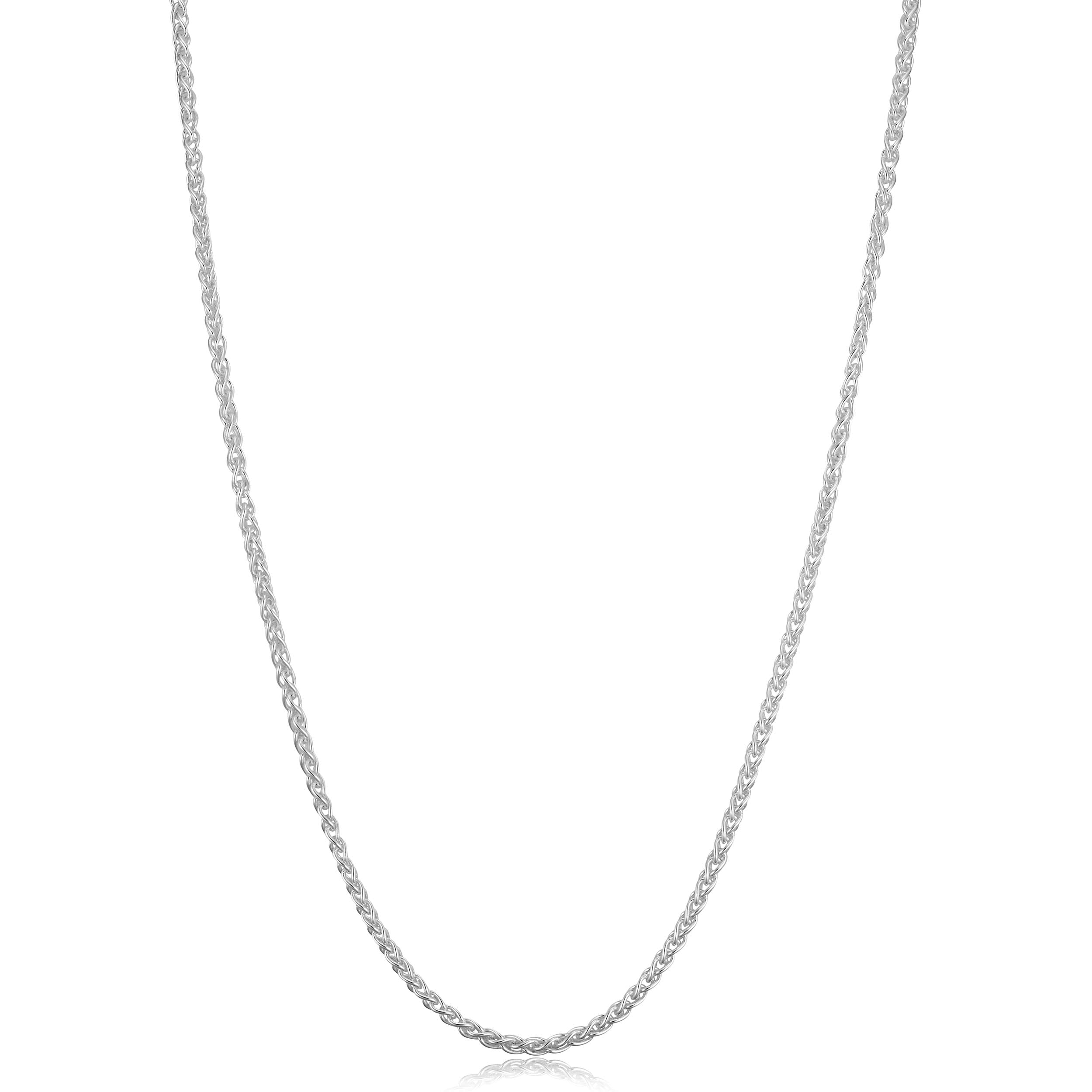 Kooljewelry Sterling Silver Round Wheat Chain Necklace (2 mm, 30 inch)