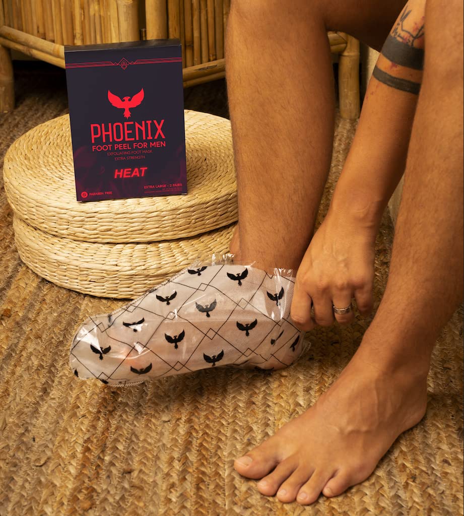 (Pack of 2) Phoenix Foot Peel for Men - Extra Large - Extra Strength - Cinnamon - Exfoliating Dry Feet Treatment - Callus Remove