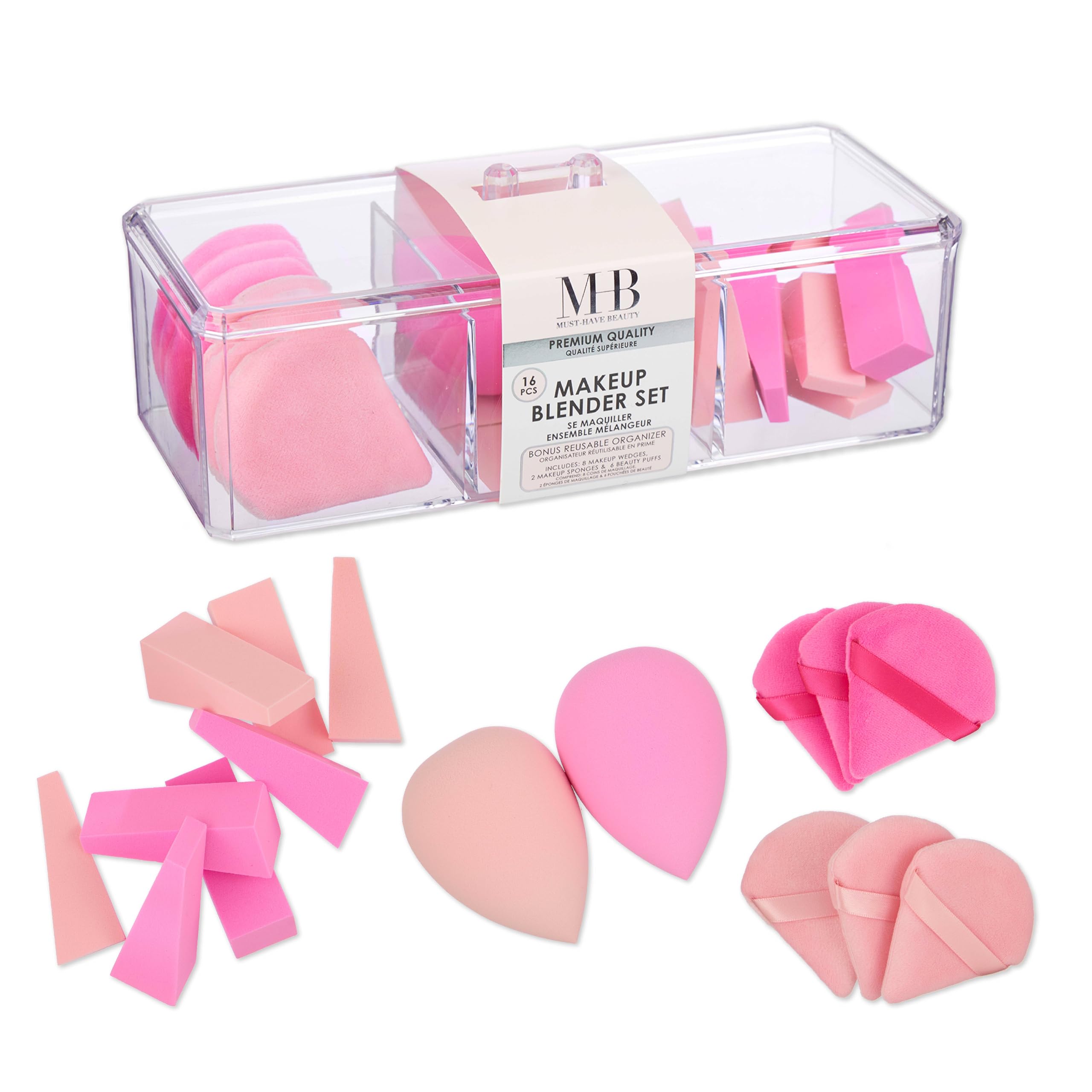 16pc Pink Makeup Blender Set  Assorted Beauty Blenders, Sponges & Wedges