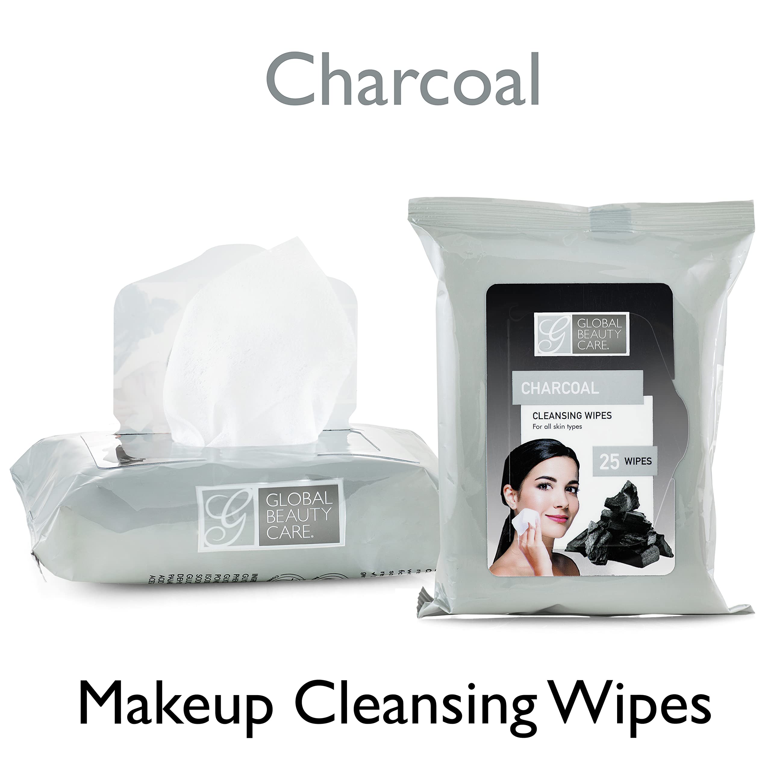 Global Beauty Care Bulk Cleansing Wipes Premoistened 4 Pack Of Charcoal Cleansing Cloths Makeup Removal Wipes - Great For Travel