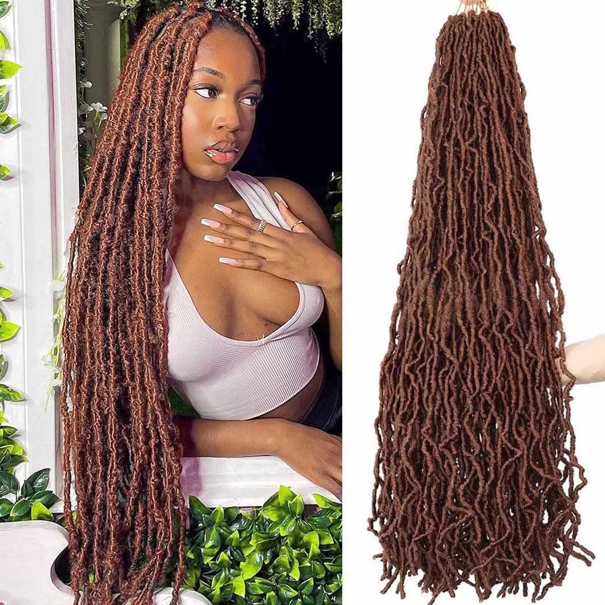 6 Packs Soft Locs Crochet Hair Pre Looped 36 Inch Long Faux Locs Crochet Braids Curly Wavy Goddess Locs Dreadlocs Synthetic Hair