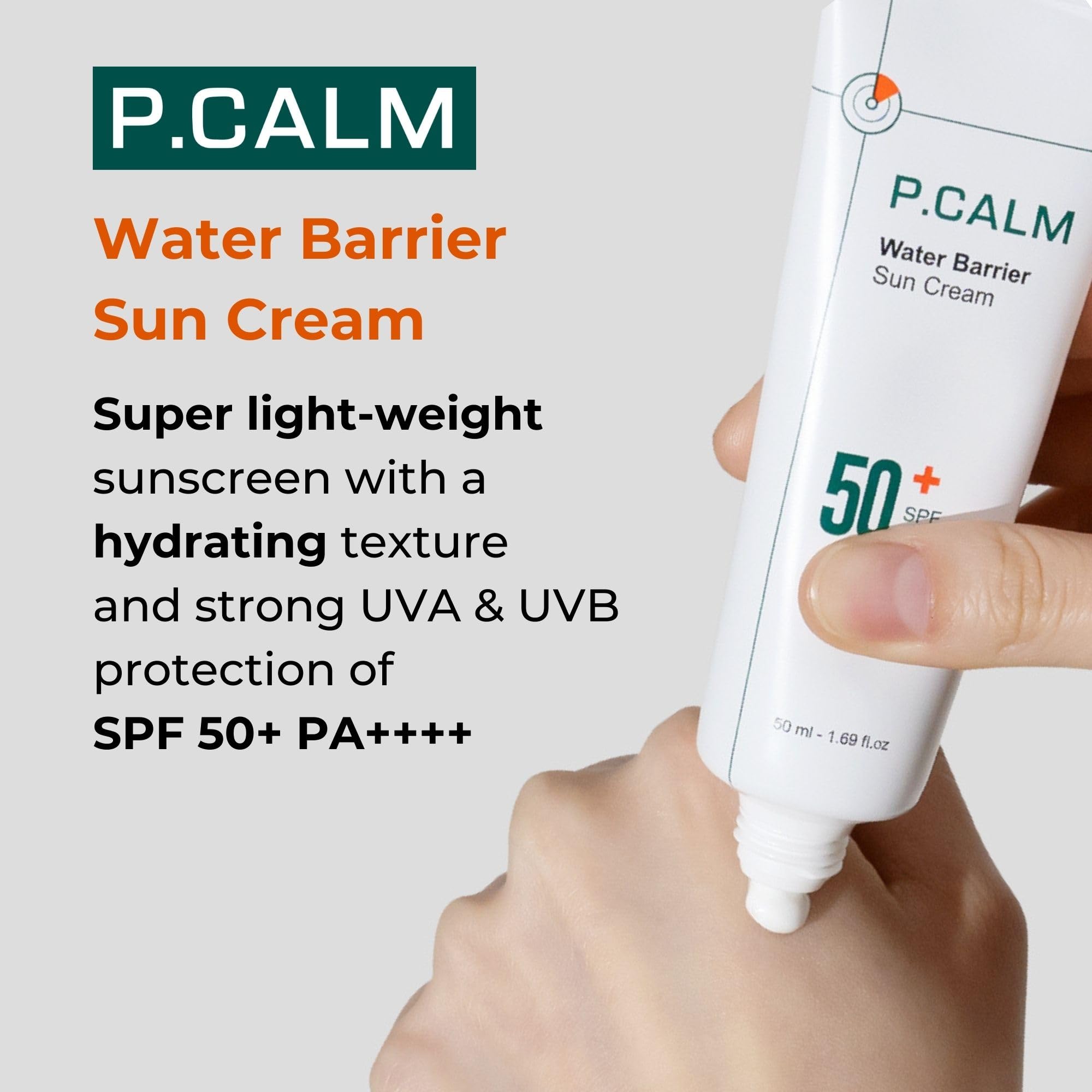 P.Calm Water Barrier Moisturizing Sun Cream Matte-Finish No White Cast Spf 50+ Pa++++ Vegan Calming Moisture Daily Sunscreen For