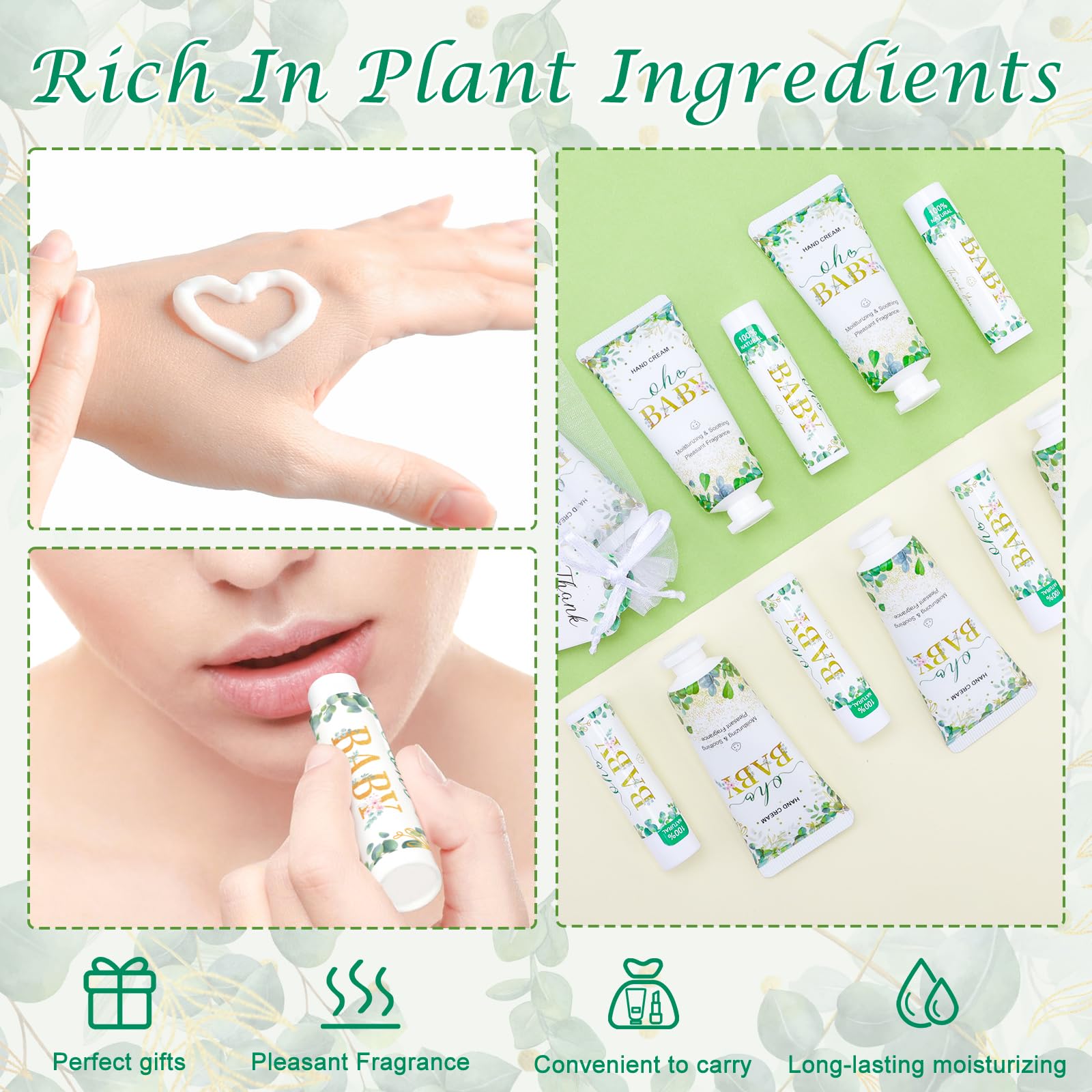 50 Pack Hand Cream Bulk And Lip Balm Bulk Gifts Sets, Baby Shower Favors And Bridal Shower Favors For Guests With Thank You Card