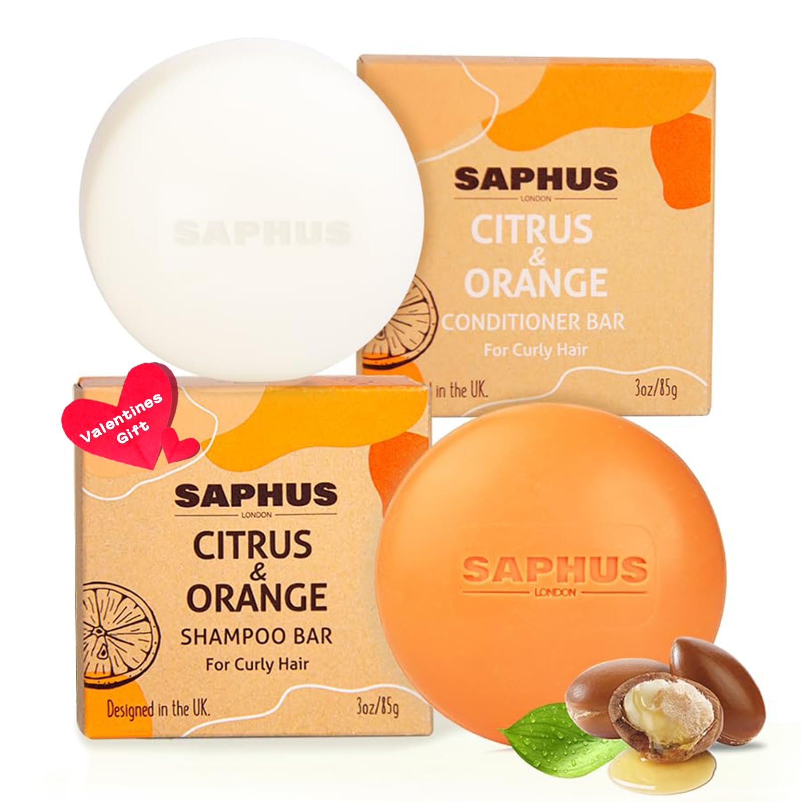 Saphus Bar Shampoo And Conditioner Bar Set For Dry & Curly Hair, Argan Oil Solid Shampoo Bar And Conditioner Bar Soap For Streng