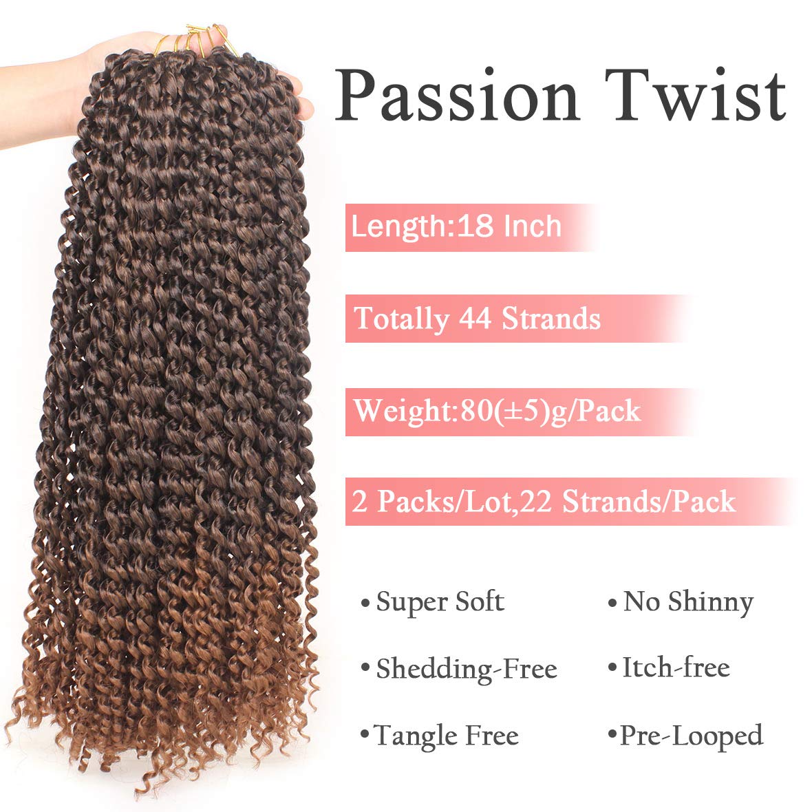 Leeven 18 Inch Ombre Color Water Wave Crochet Twist Hair For Butterfly Locs 2Pcs Curly Passion Twist Crochet Hair For Women Synt
