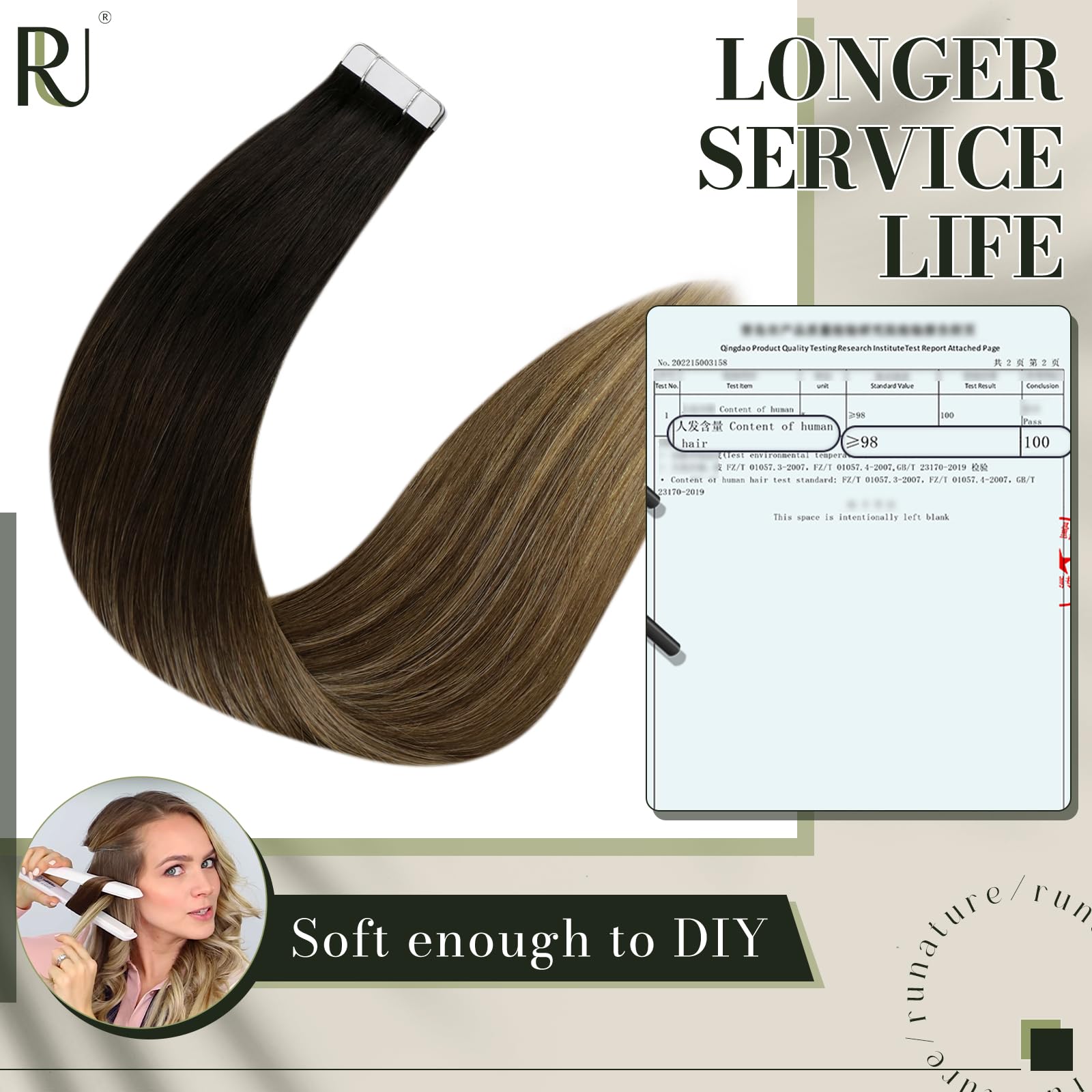 Runature Balayage Black Tape Ins Human Hair Extensions 24 Inch Long Tape In Hair Extensions Human Hair Ombre Black Rooted To Bro