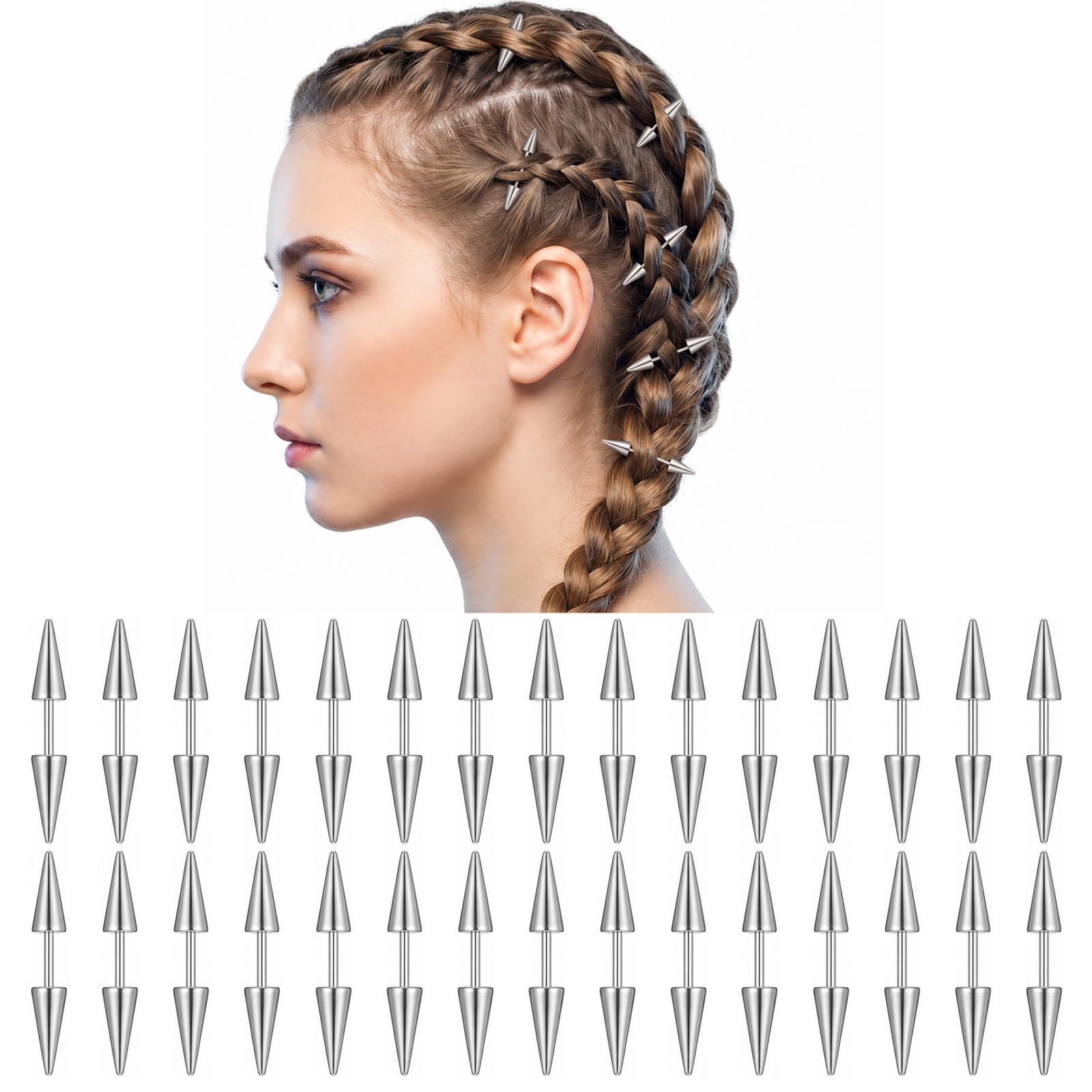 SULIKJHUI 30Pcs Gothic Hair Clips, Punk Spiked Metal Accessories for Women