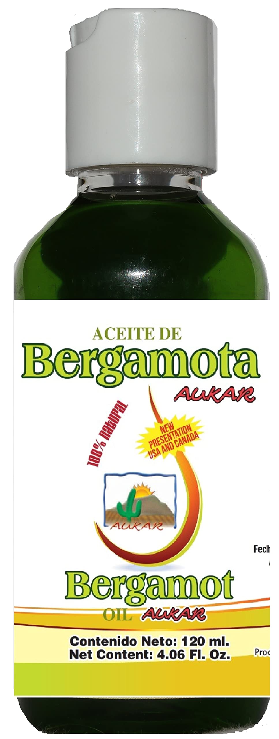 Aceite de Bergamota AUKAR 100% Natural Bergamot Oil AUKAR 120 ml. Helps the Growth Hair, Beard and Mustache