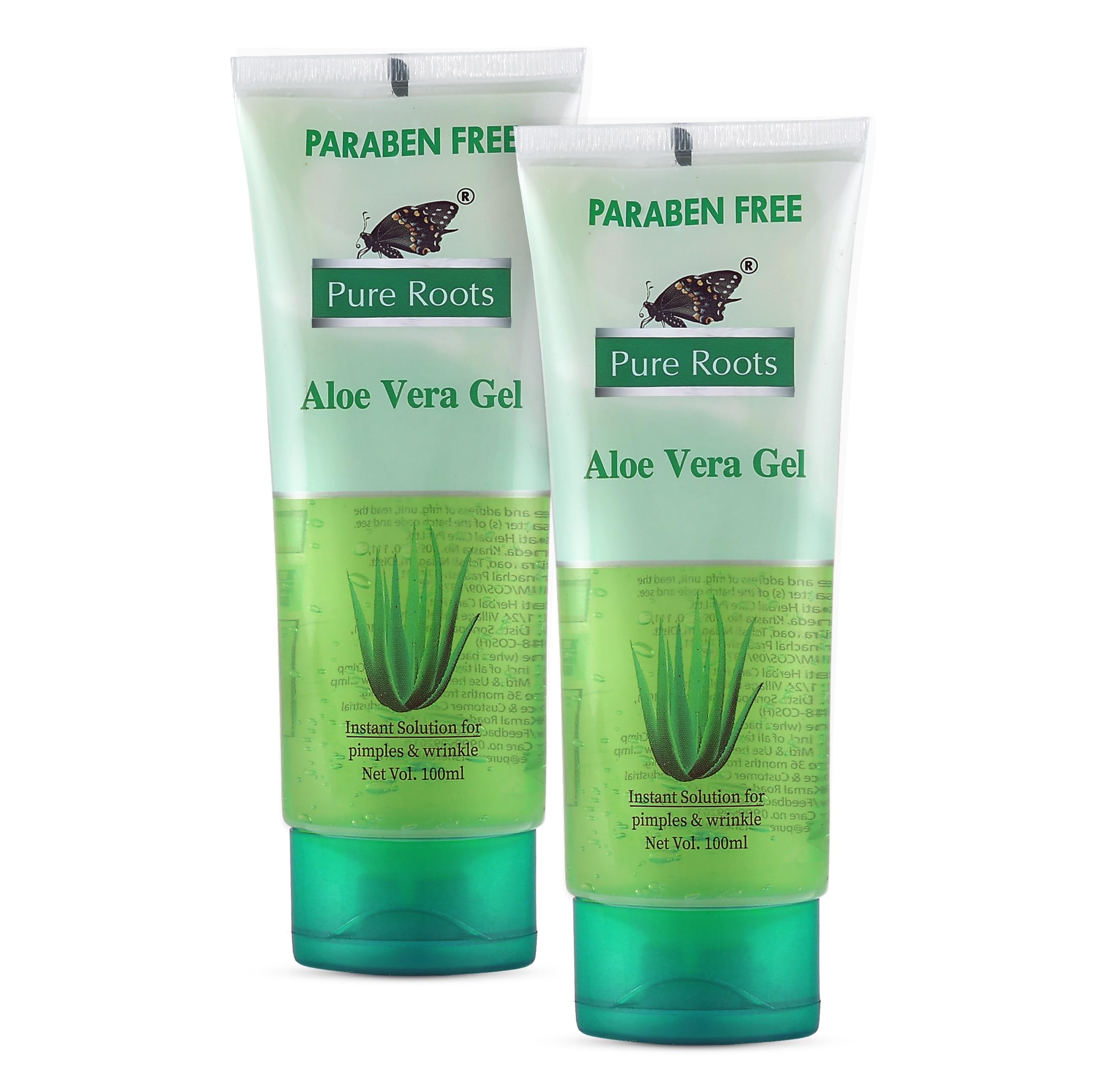 Pure Roots Aloe Vera Face Gel, 100Ml  Pack Of 2, Soothing, Hydrating & Brightening Gel For Instant Glow Skin, Acne Pipmple Reli