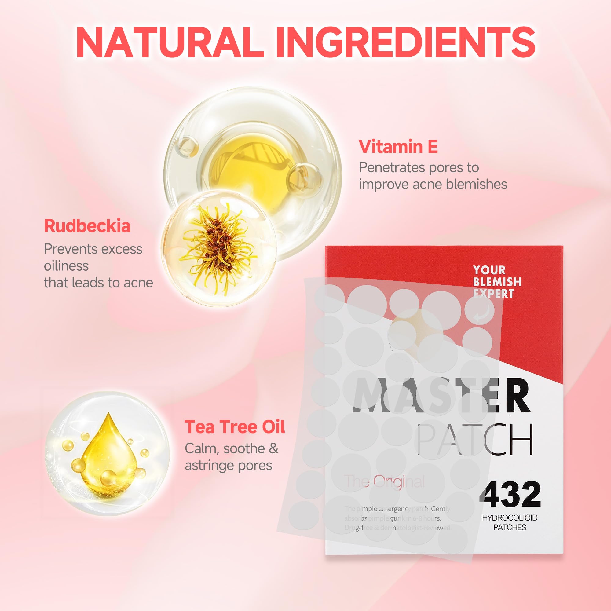 Pimple Patches for Face 432pcs,Hydrocolloid Acne Patches, Colorful Spot Stickers with Tea Tree,Cute Star Pimple Patches for Heal
