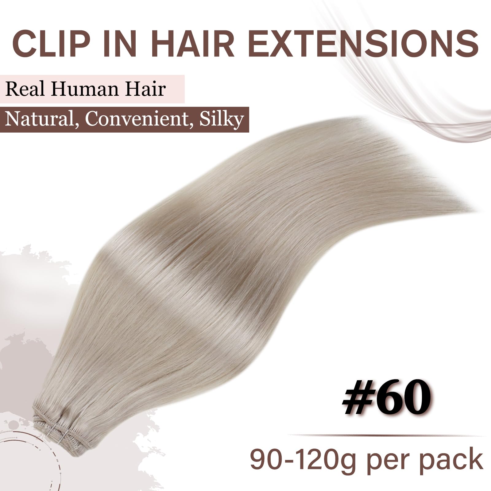 Hetto Clip in Hair Extensions Blonde Human Hair Clip in Extensions Real Human Hair Extensions Clips ins Platinum Blonde Full Hea