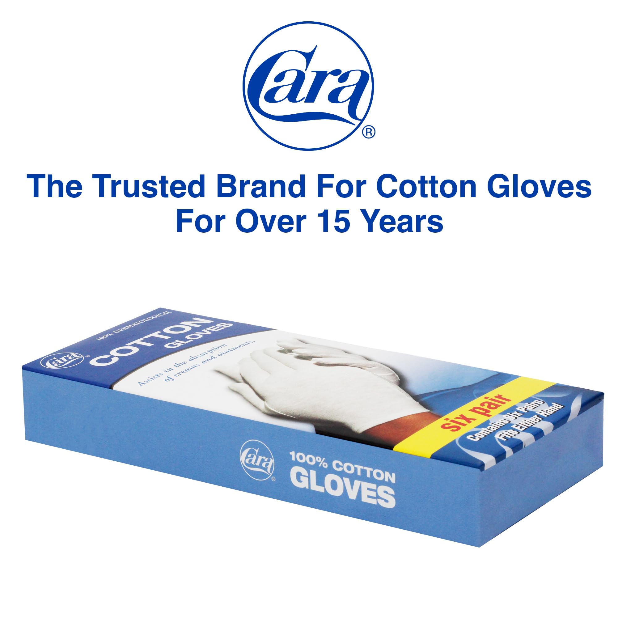 Cara Moisturizing Eczema Cotton Gloves, Large, 6 Pair