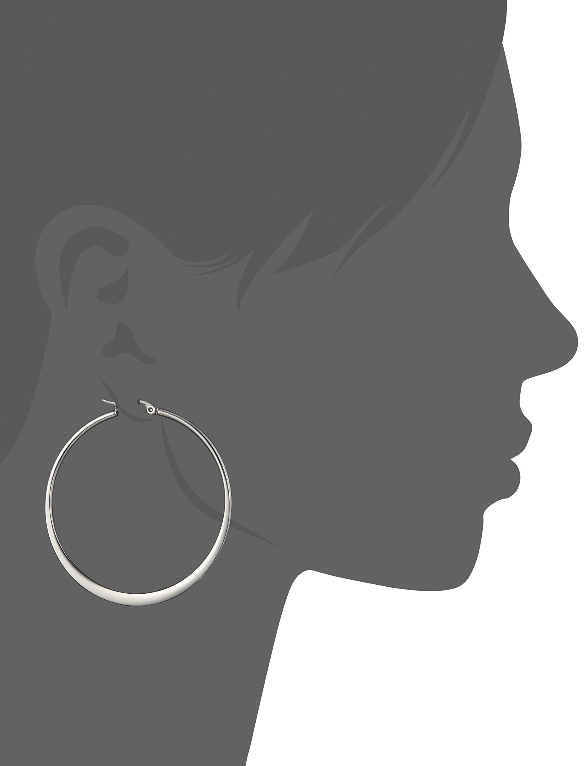 Amazon Essentials Stainless Steel Flattened Hoop Earrings (45mm) (previously Amazon Collection)