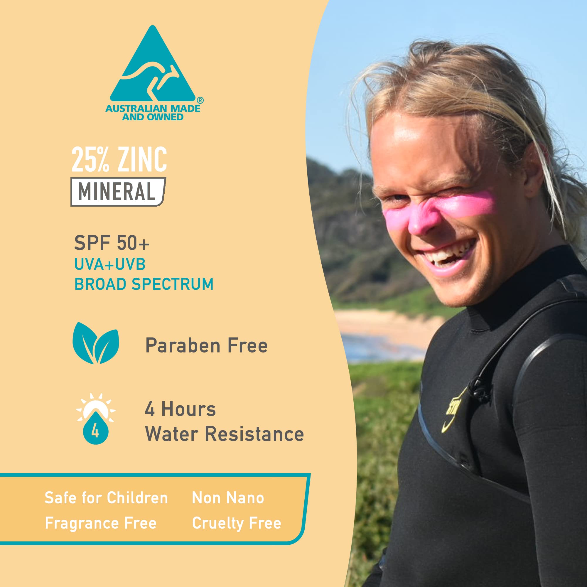 Sun Zapper Zinc Oxide Sunscreen - Pink, White & Blue - Spf 50+ Very High Sun Protection Waterproof Sunblock For Face & Body, Adu