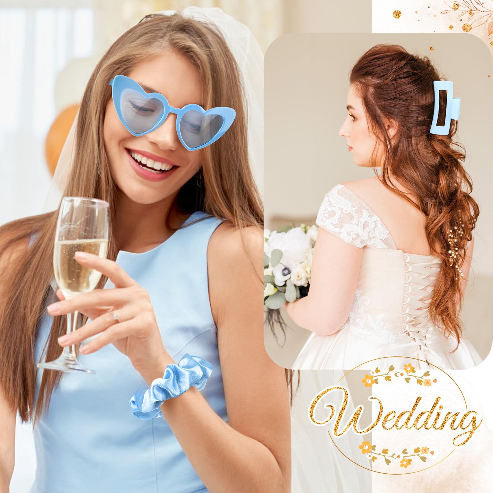 4 Pcs Bridesmaid Proposal Gifts Bridesmaid Hair Clips Bridesmaid Scrunchies Bridesmaid Sunglasses Bridal Shower Gifts Silk Satin