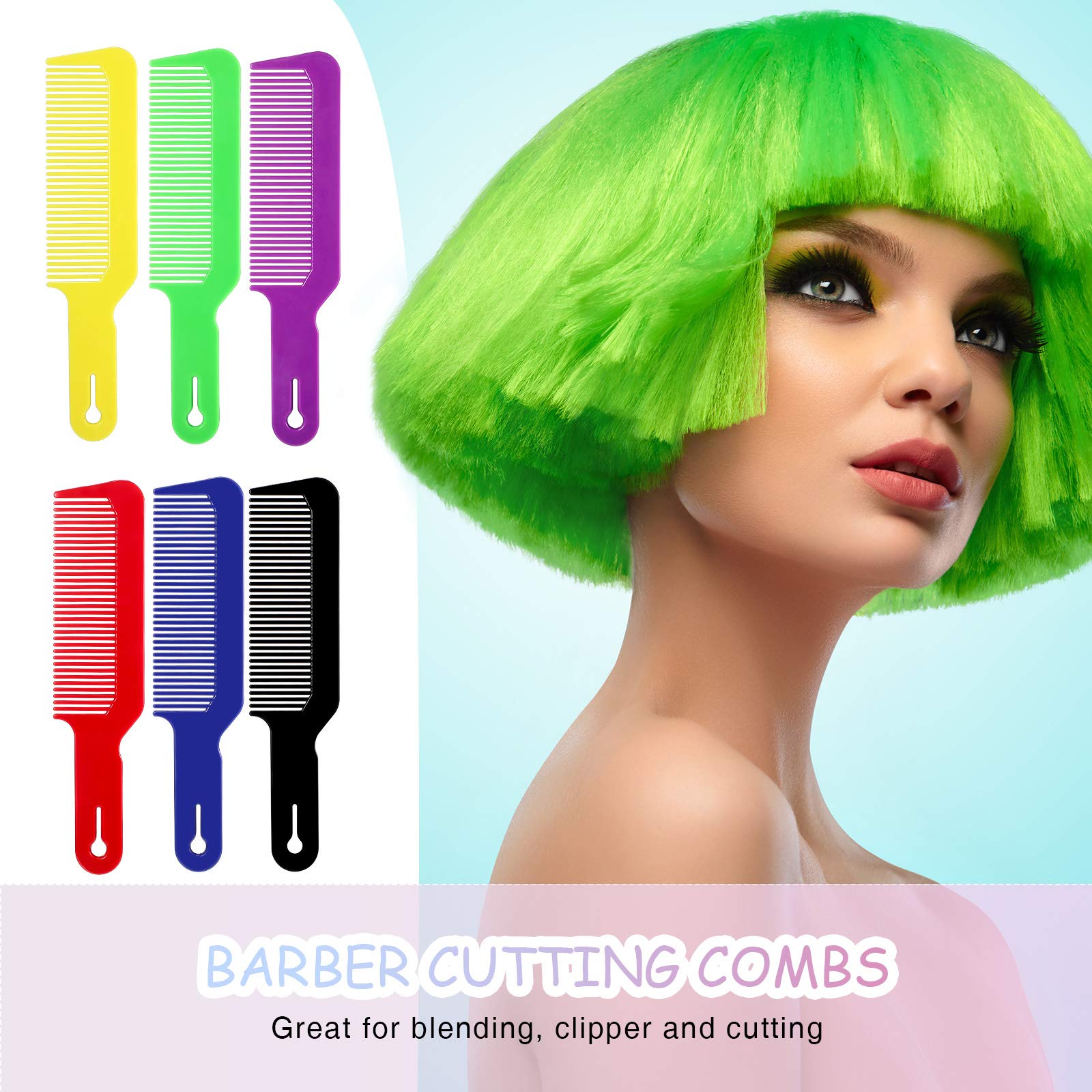 Boao 6 Pack Blending Comb Barber Combs, 9 Inch Heat Resistant Clipper Combs Flat Top Combs For Clipper Cuts And Flattops, Assort