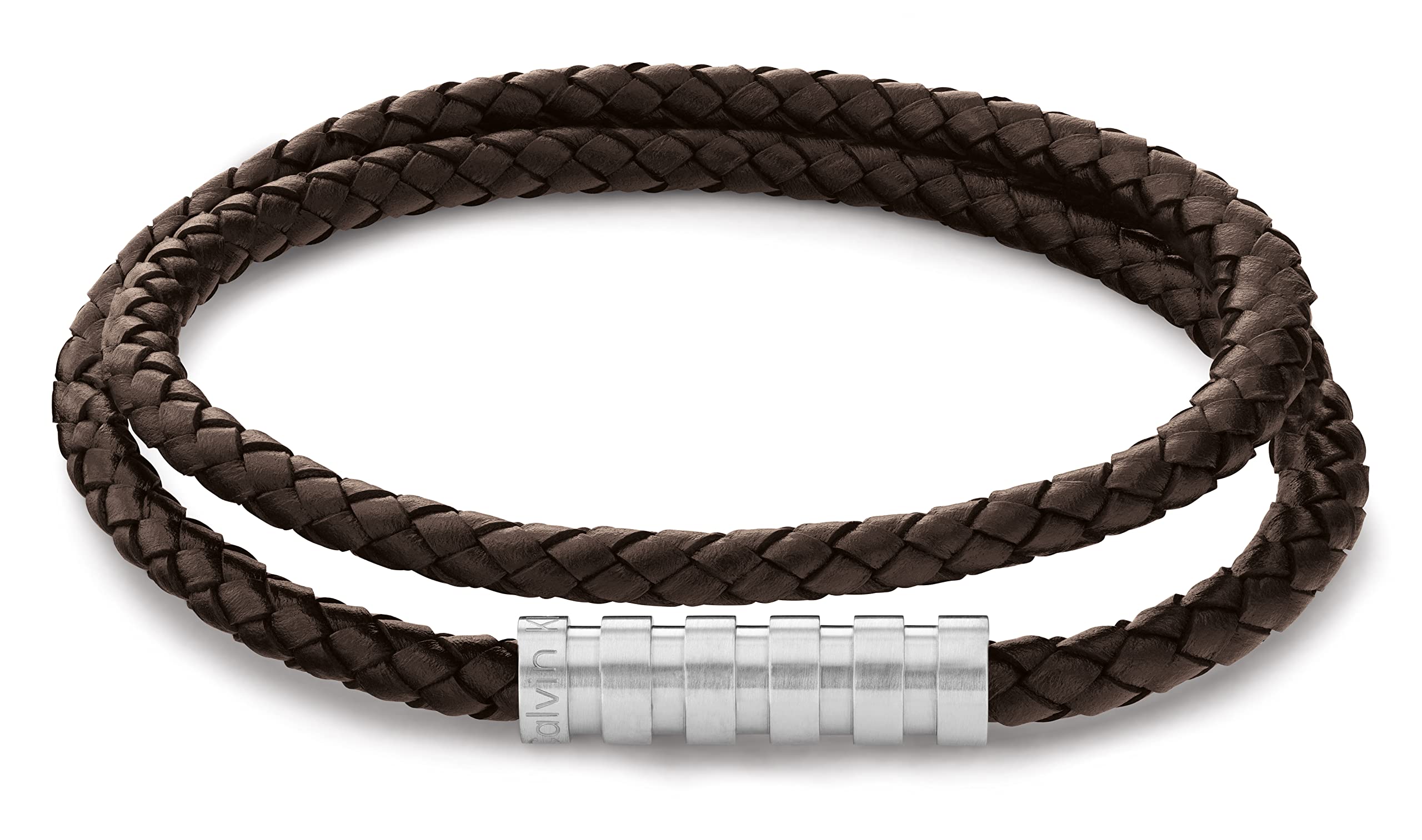Calvin Klein Jewelry Mens Braided Leather Bracelet, Color: Brown (Model: 35000094)