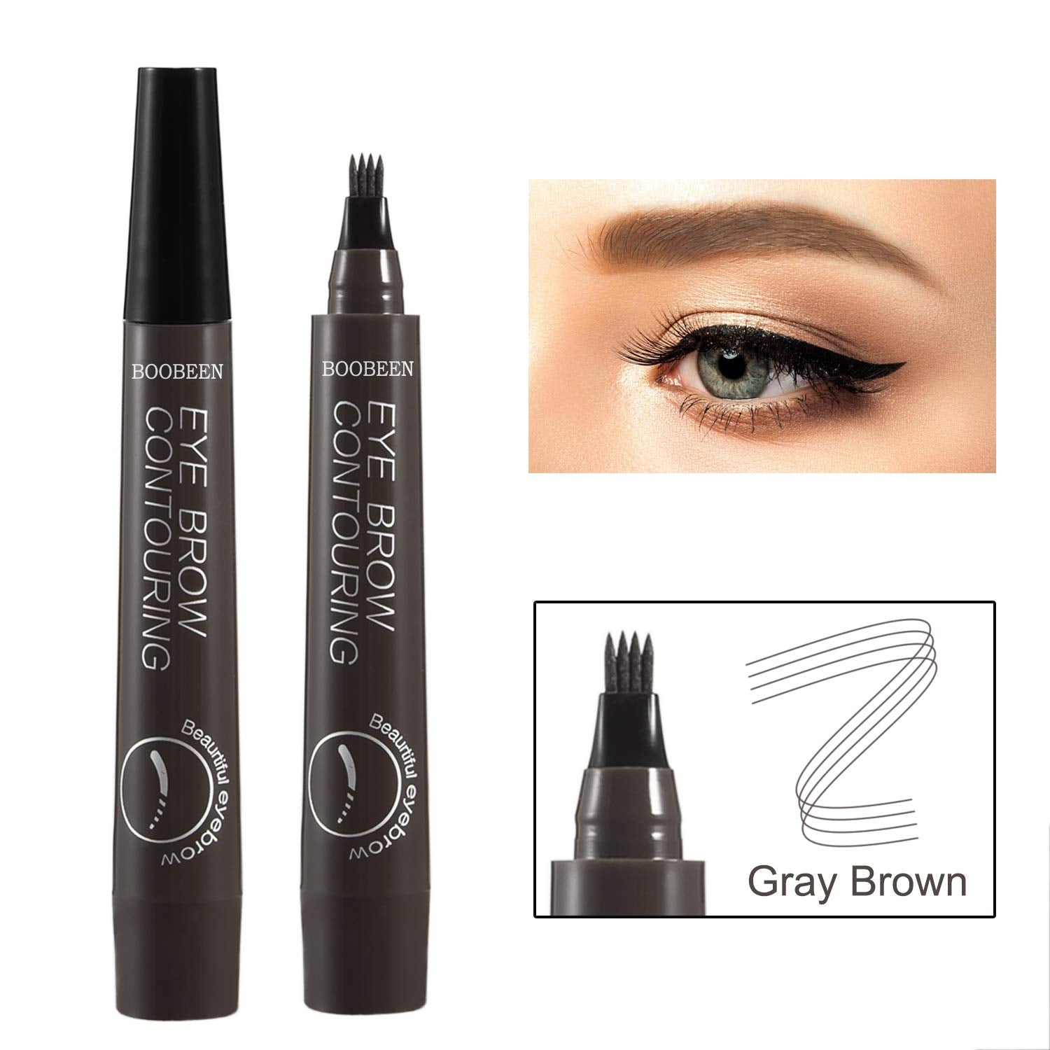 Boobeen 2Pcs Microblading Eyebrow Pencil - Waterproof Eyebrow Tattoo Pen With A Micro-Fork Tip Applicator - Creates Natural Look