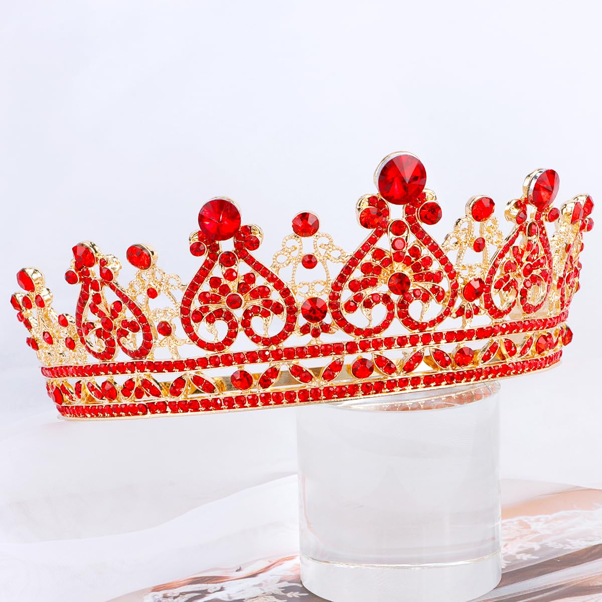 Tobatoba Red Tiaras And Crowns For Women Queen Of Hearts Crown, Gothic Red Crown Royal Queen Crown Baroque Crown Princess Tiara