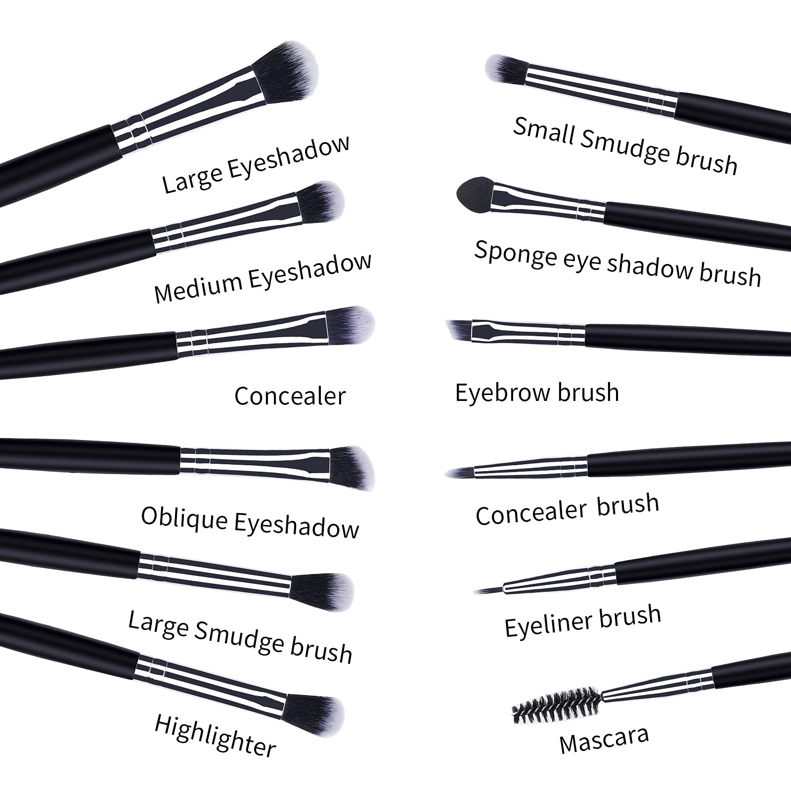 MSQ Eye Makeup Brushes 12pcs Eyeshadow Makeup Brushes Set with Soft Synthetic Hairs & Real Longer Wood Handle for Eyeshadow, Eye