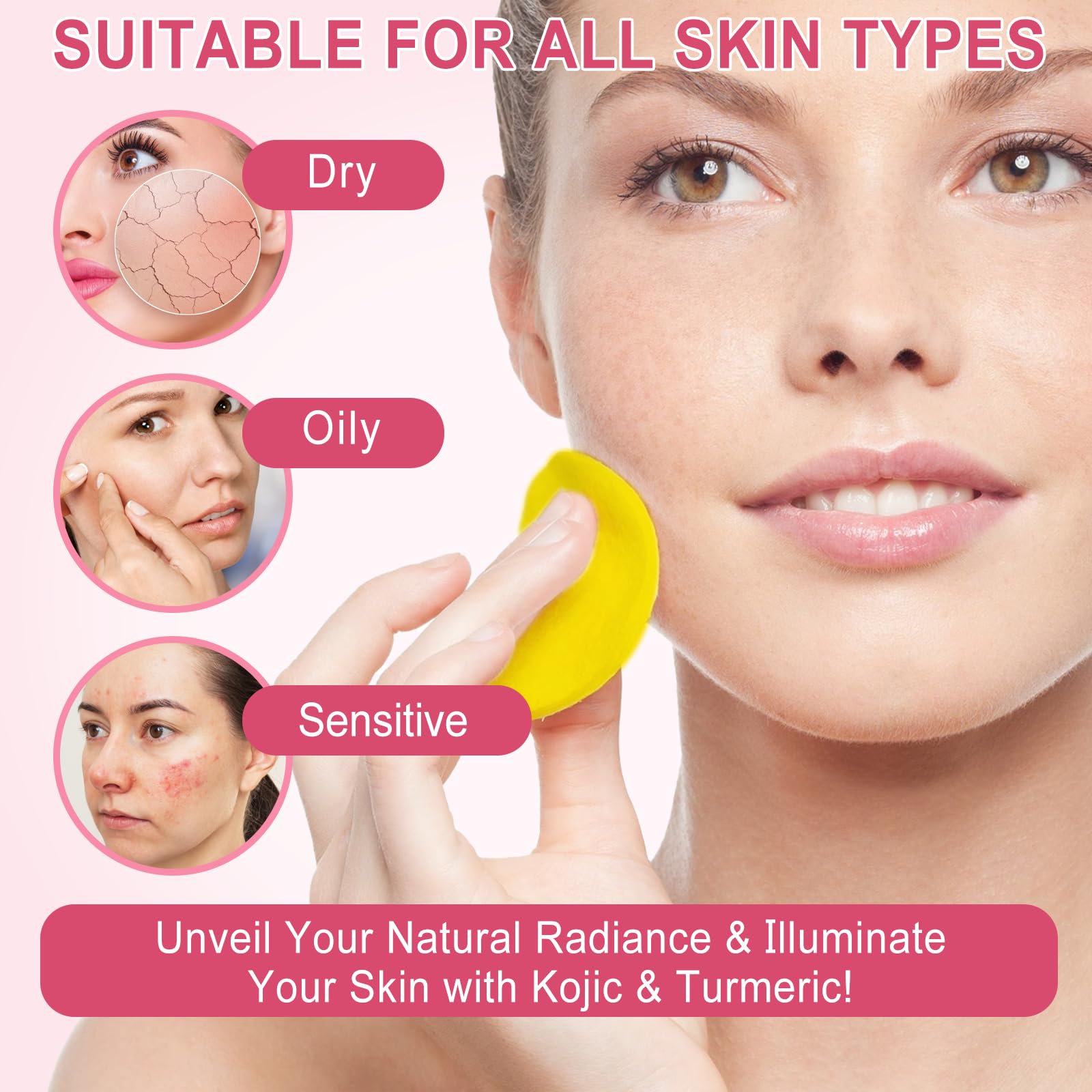 Turmeric Cleansing Pads,Kojic Acid Pads The Body'S Skin, Helps Balance Skin Oil And Water 40 Pcs