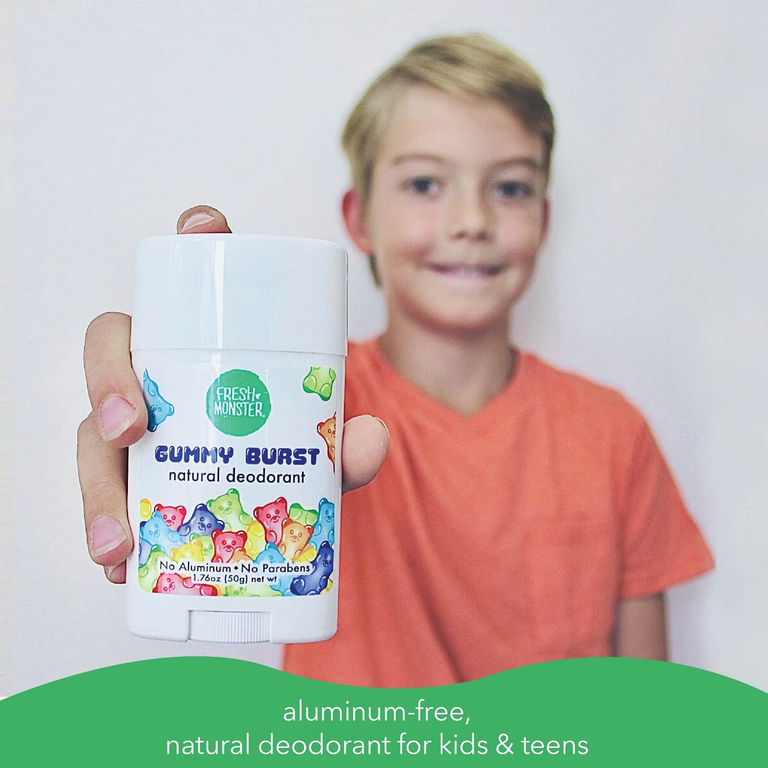 Fresh Monster Natural Deodorant For Kids & Teens, Aluminum Free, Paraben Free, Hypoallergenic Deodorant, Gummy Burst (1.76Oz)