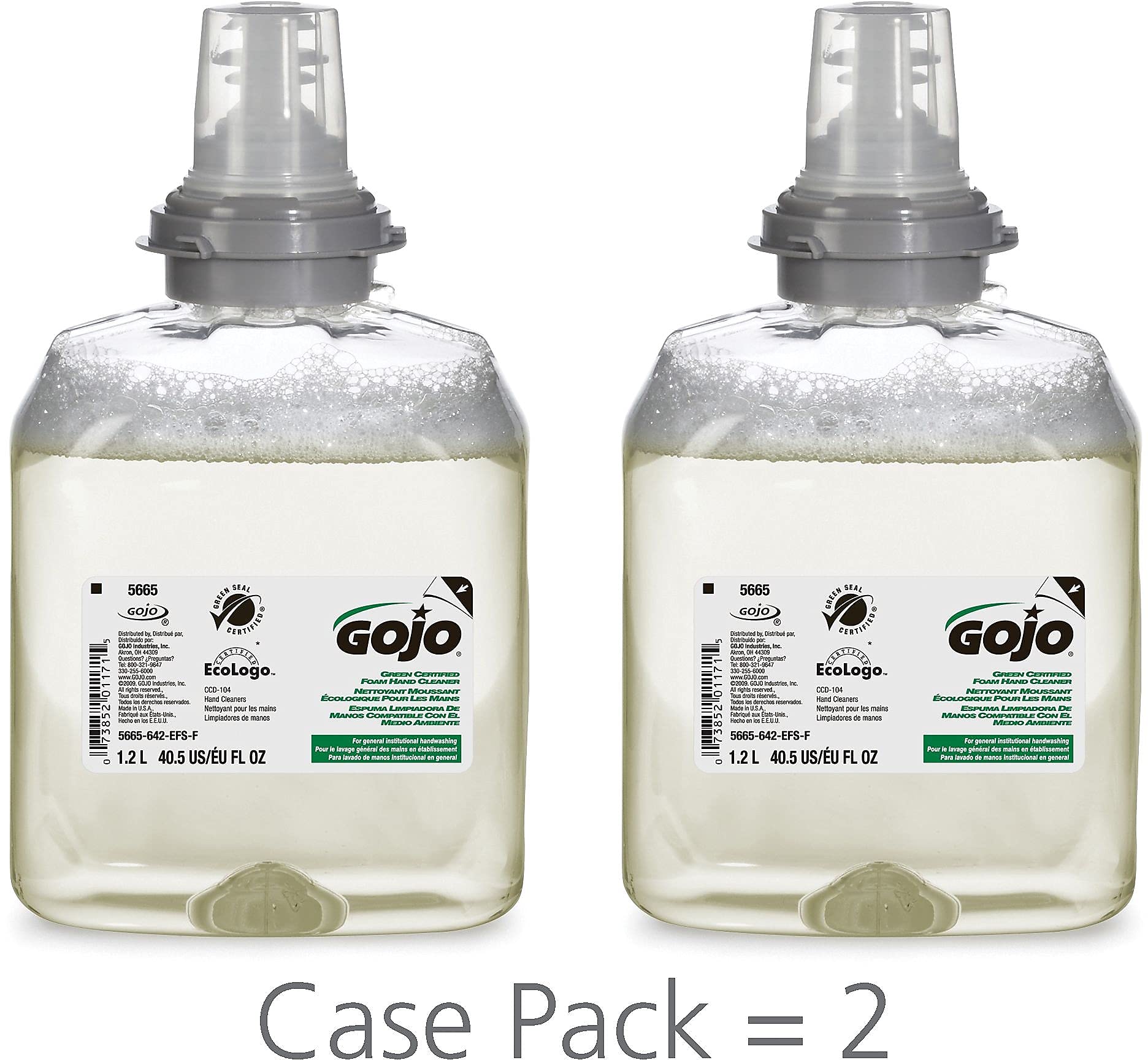 Gojo Green Certified Foam Hand Cleaner, Fragrance Free, Ecologo Certified, 1200 Ml Hand Soap Refill Tfx Touch-Free Dispenser (Pa
