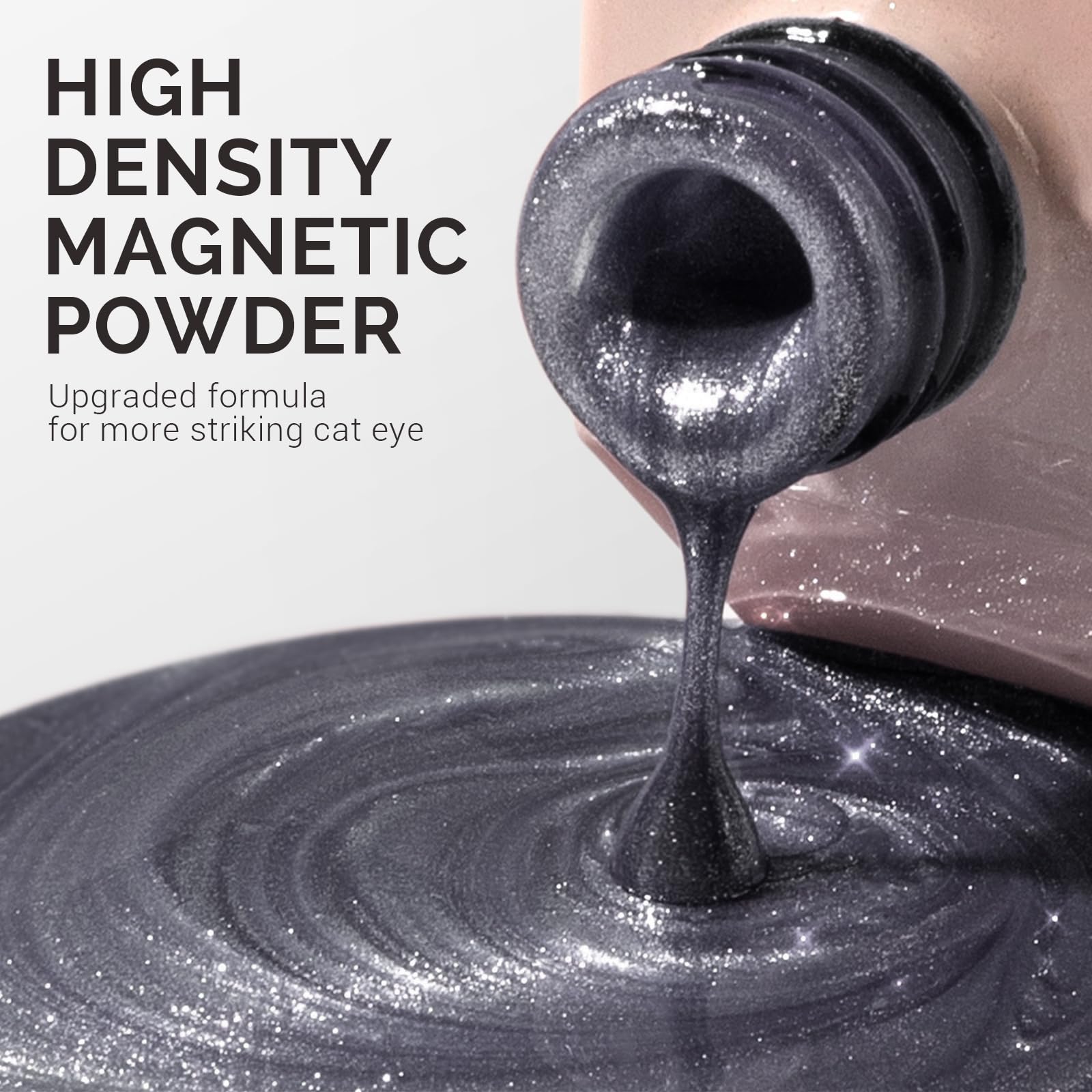 Melodysusie Jeweliver Cat Eye Gel Nail Polish, 0.5 Fl Oz Dark Gray Glitter Holographic Magnetic Nail Polish With Magnet, Uv Nail
