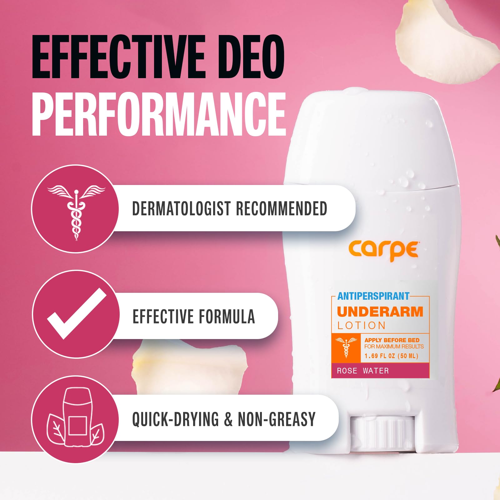Carpe Underarm Antiperspirant And Deodorant, Clinical Strength With Rose Water Scent, Combat Excessive Sweating Stay Fresh And D