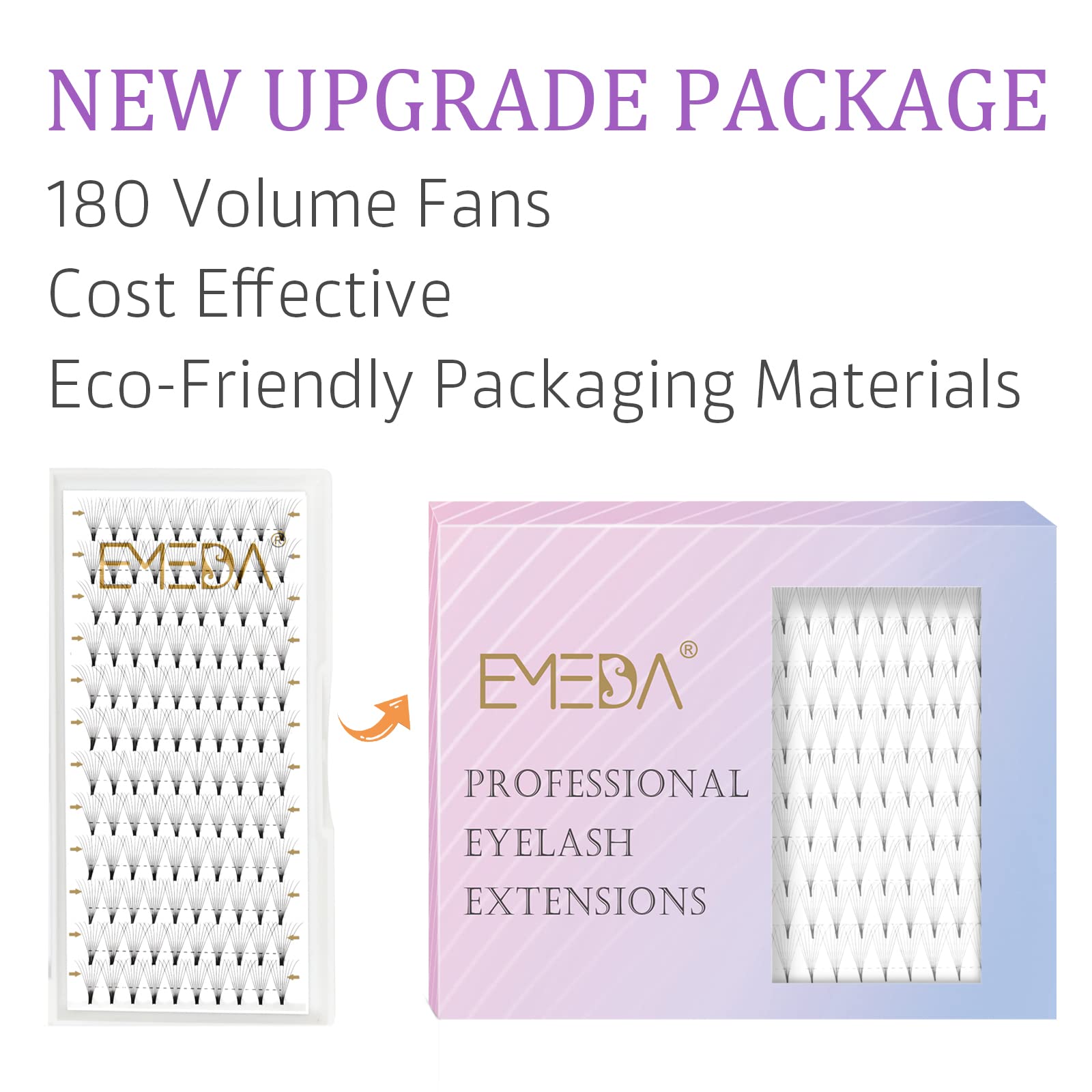 Emeda 180 Fans Premade Fans Eyelash Extensions Pointy Base Thin Base 5D Stable D Curl Premade Lash Extensions Fans Pre Fanned Vo