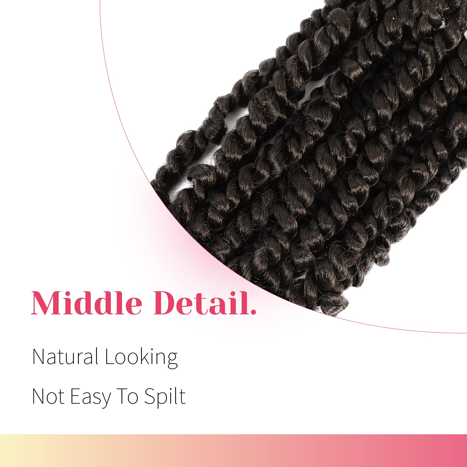 The BOHOBABE Pre-twisted Passion Twist Crochet Hair 6 Inch Short Pre-looped Crochet Passion Twist Braiding Hair 8 Packs (4#)