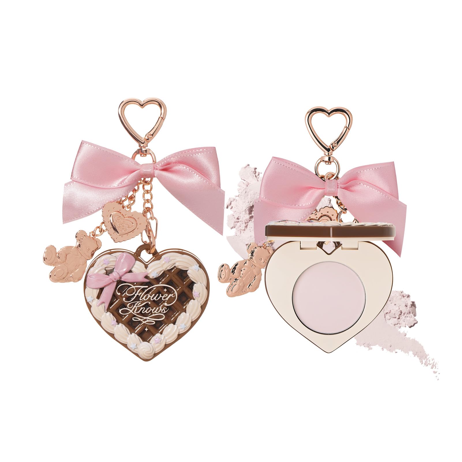 Flower Knows The Sweetie Bear Setting Powder & Bag Charm with Puff & Mirror