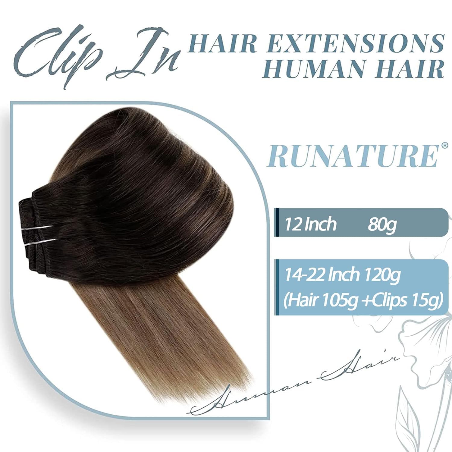 Runature Balayage Clip In Hair Extensions Dark Brown To Blonde 22 Inch Long Hair Extensions Clip Ins Balayage Hair Clip In Exten