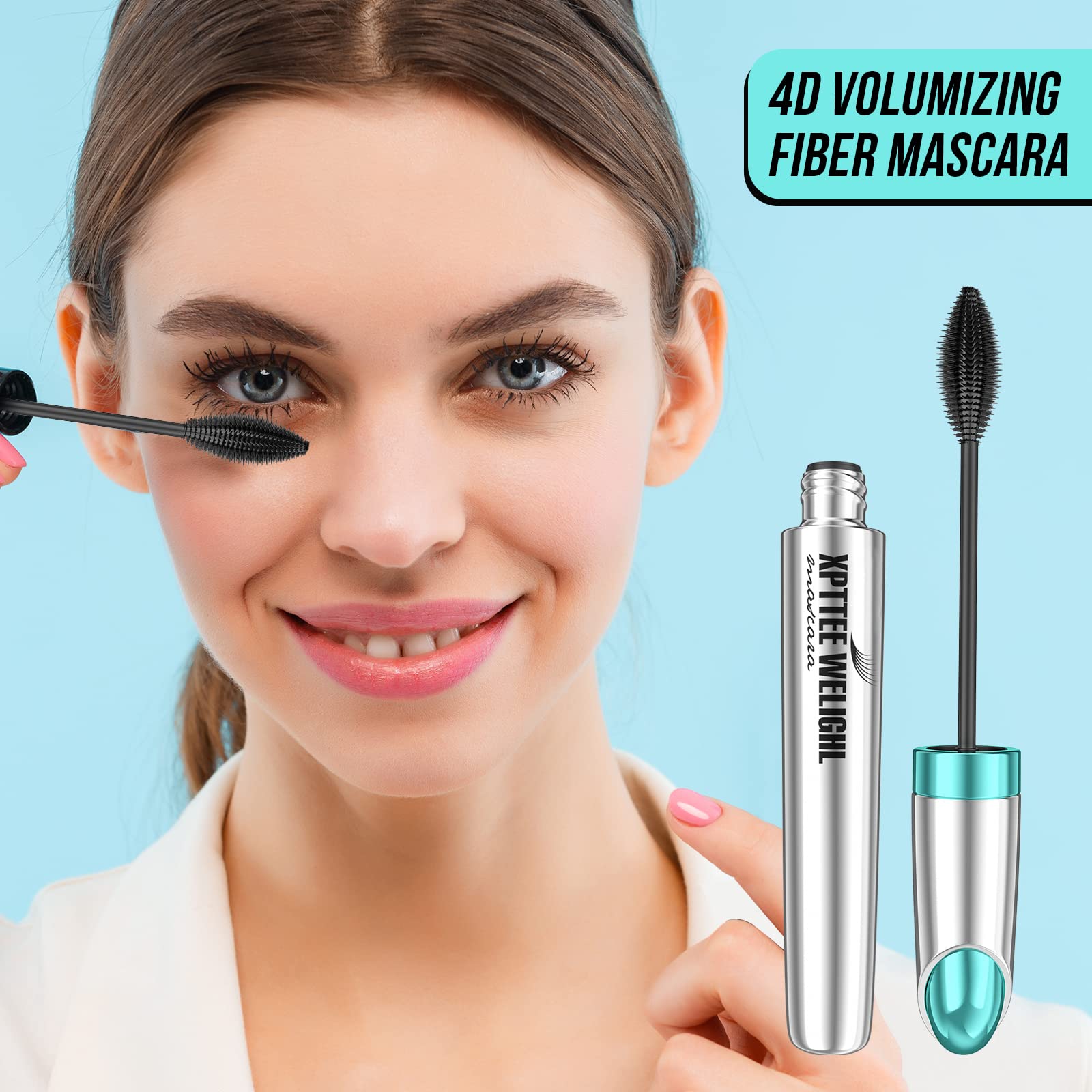 Fiber Mascara, Mascara Black,4D Silk Fiber Mascara, Natural Waterproof Smudge-Proof Mascara Black Mascara Thickening Lengthening