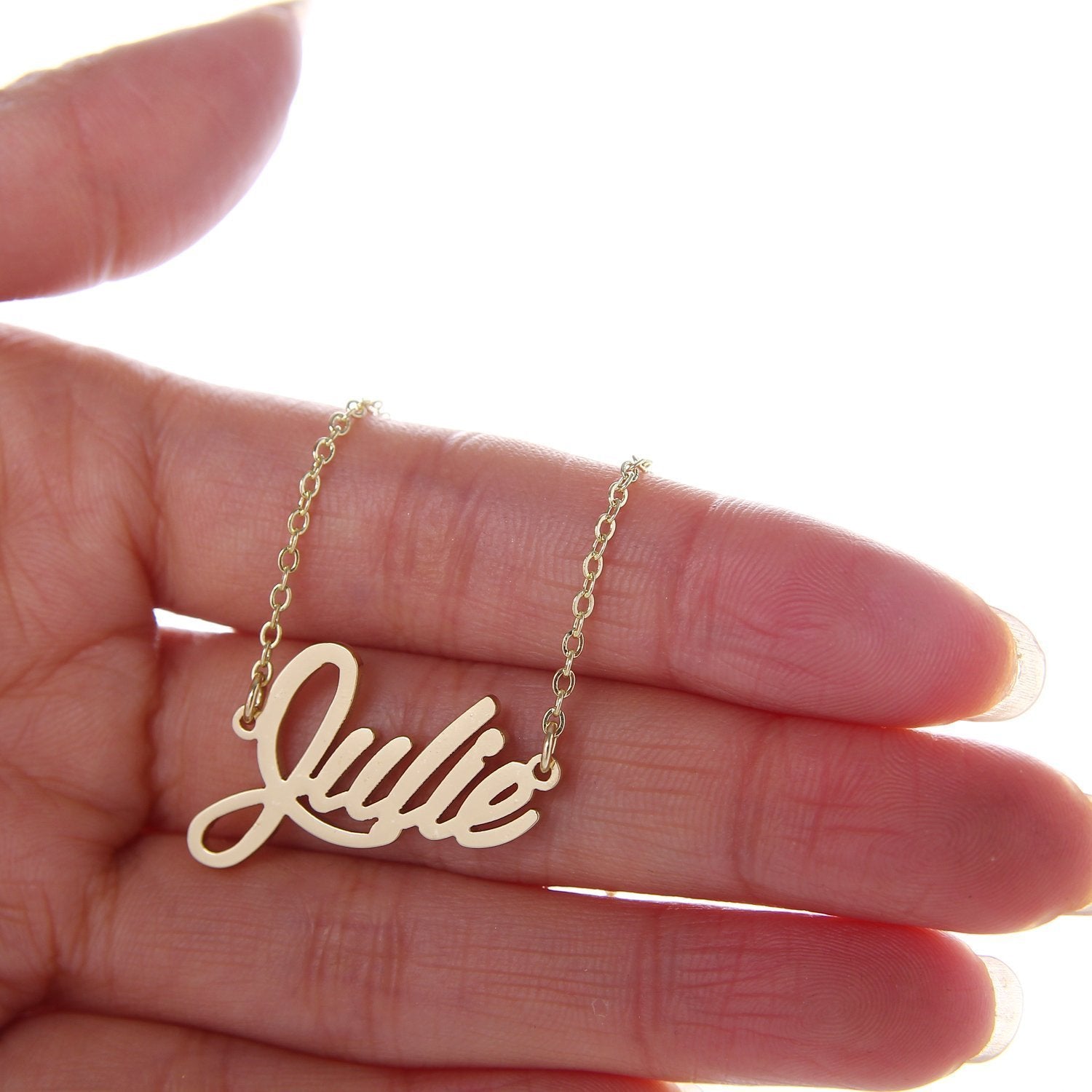 HUAN XUN Gold Color Plated Name Necklace Christmas Gift Jewelry Charm, Julie