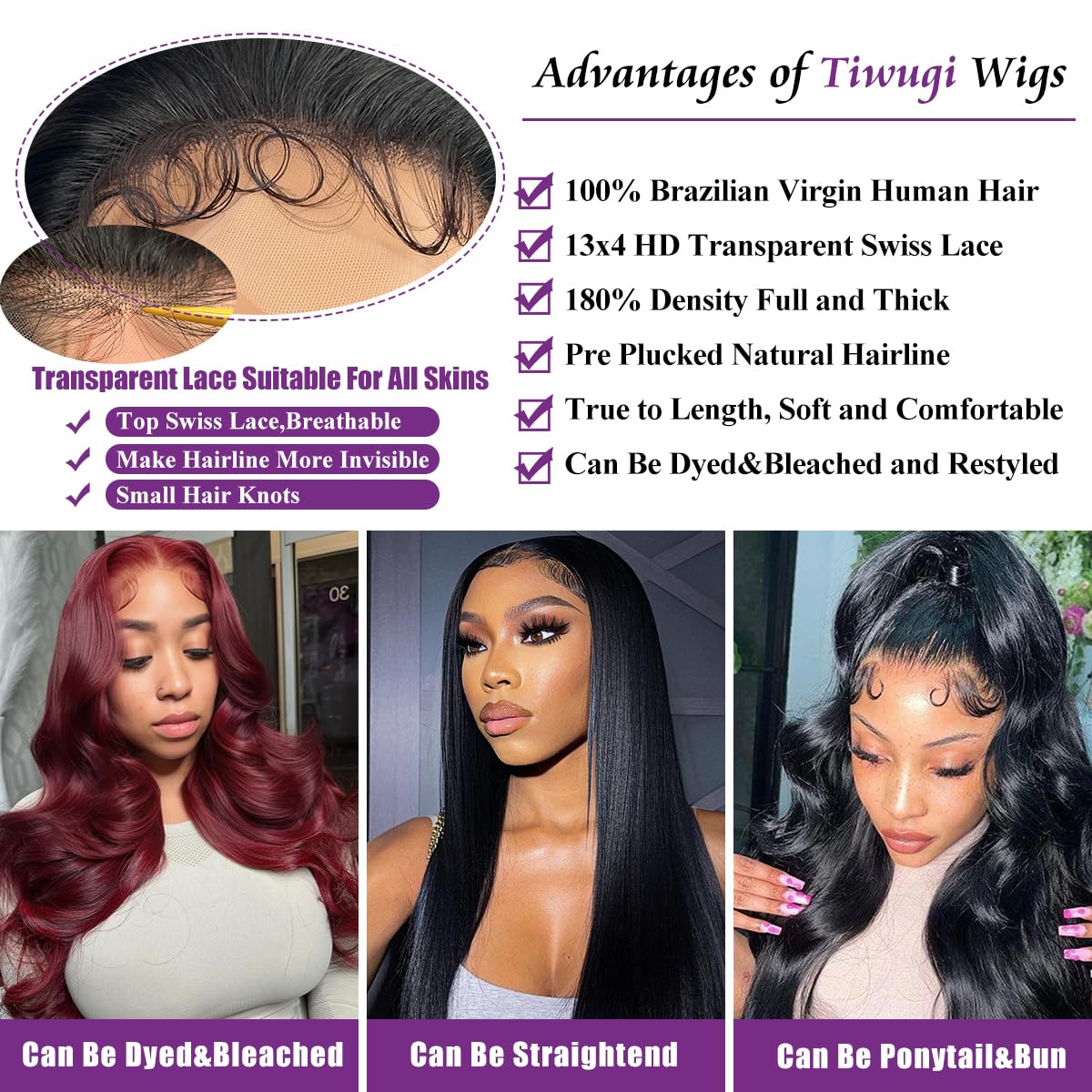Ladywow Body Wave Lace Front Wigs Human Hair 13X4 Hd Lace Front Wigs Human Hair Wigs For Black Women 26 Inch Glueless Frontal Wi