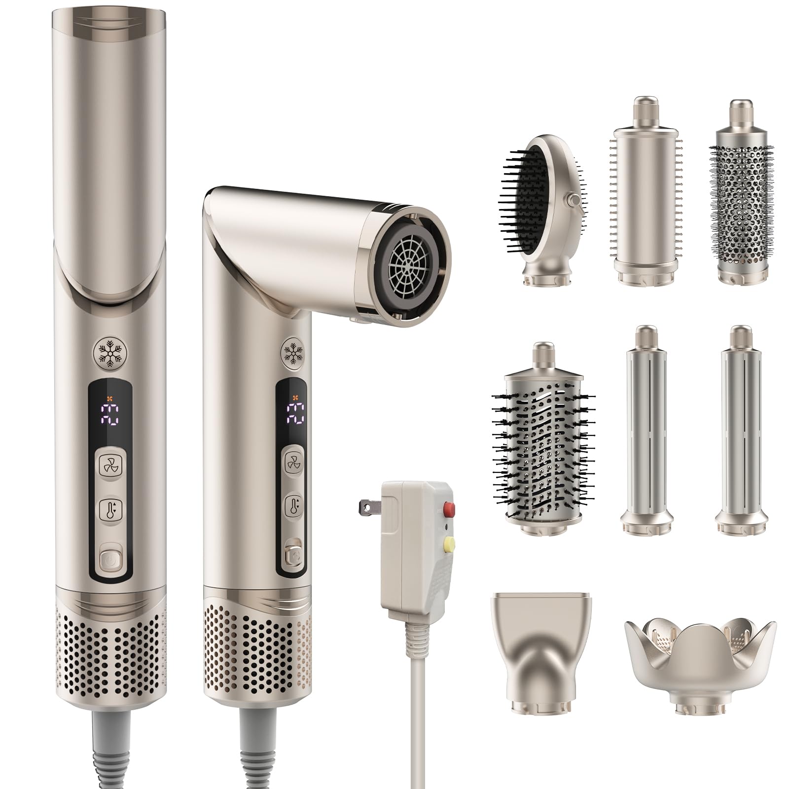 FRANO Hot Air Styler & Blow Dryer Brush 8in1, Ionic Hair Styler for Volumizing, Curling, Straightening, Fast Drying with Auto