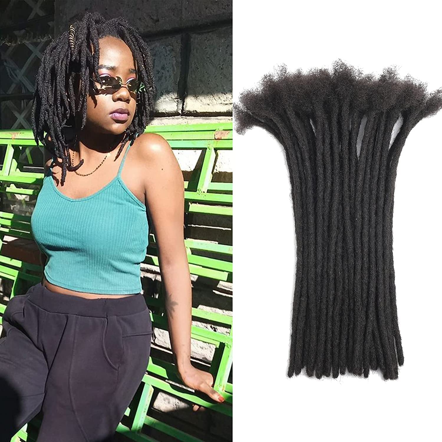 Loc Extension Human Hair 4 Inch 10 Strands 0.6cm Width 100% Full Handmade Permanent Loc Extension Human Hair For Women/Men Can B