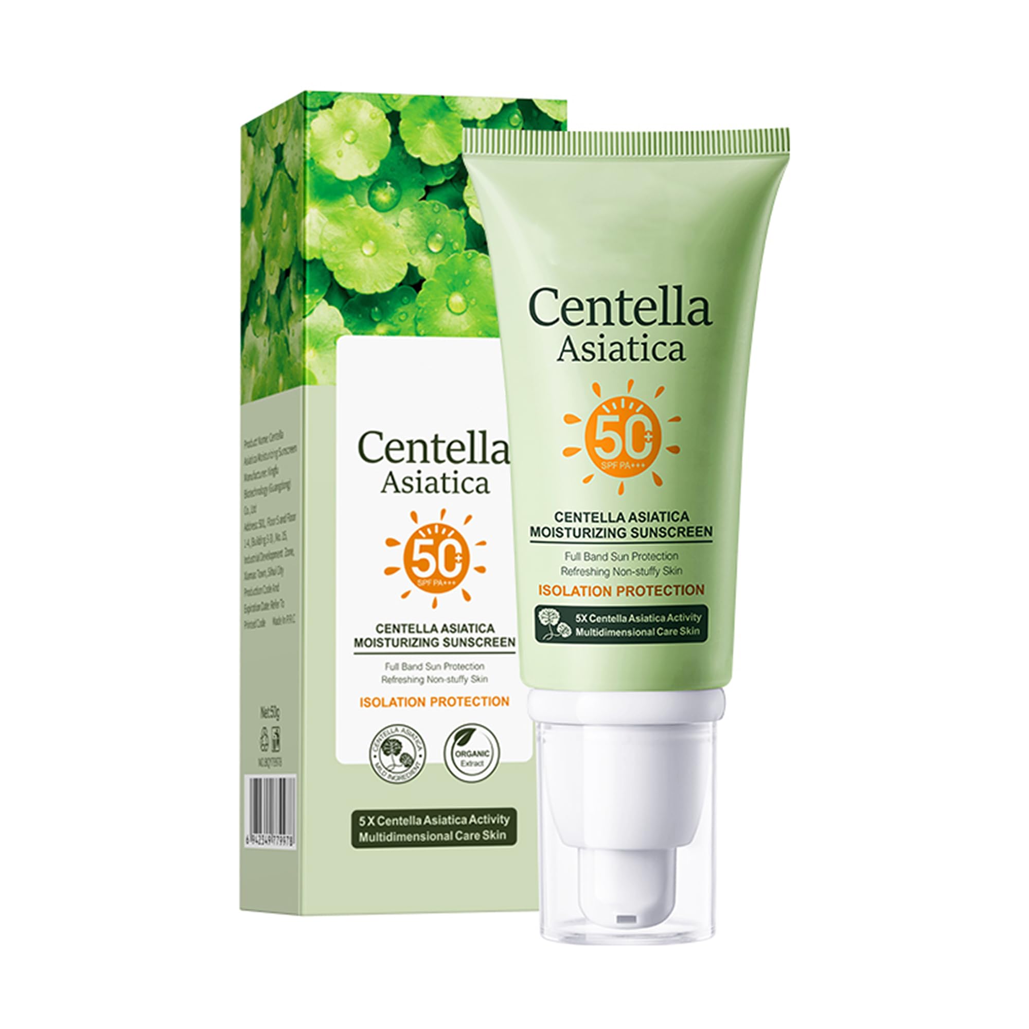 DLZZRS Centella Asiatica Moisturizing Sunscreen, SPF50+ PA+++ Full Body Sun Cream, Hydrating Moisturizing Allweather Sun Protec