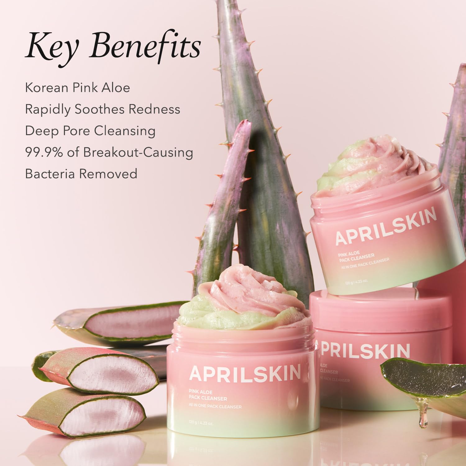 Aprilskin Pink Aloe Facial Polish Cleanser | Gentle Exfoliation With Mungbean & Soybean Scrub | Removes Waterproof Makeup & Suns