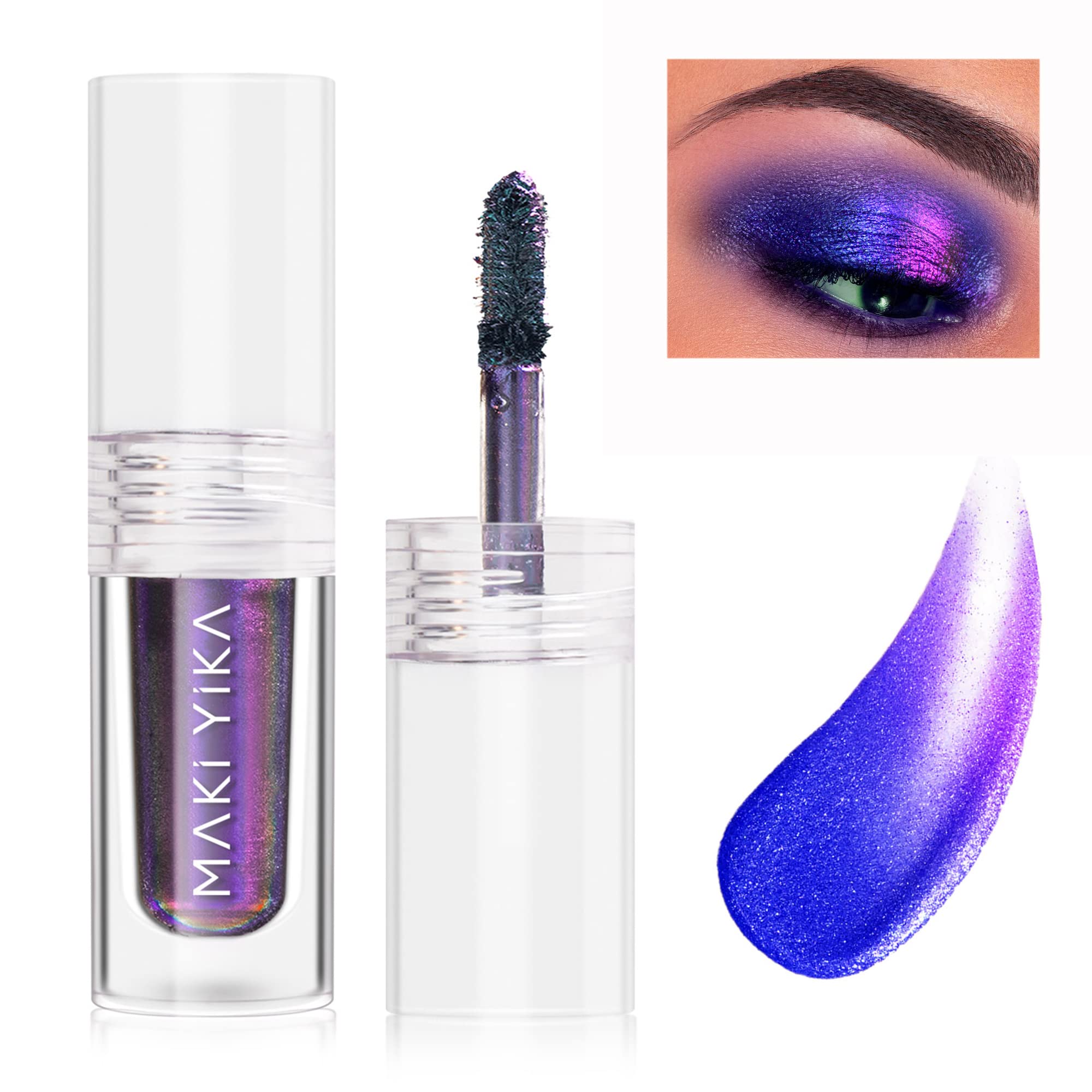 MAKI YIKA Glitter Eyeshadow Purple Liquid Multichrome Eyeshadows Long Lasting Metallic Chameleon Eye Shadow Holographic Eye Topp