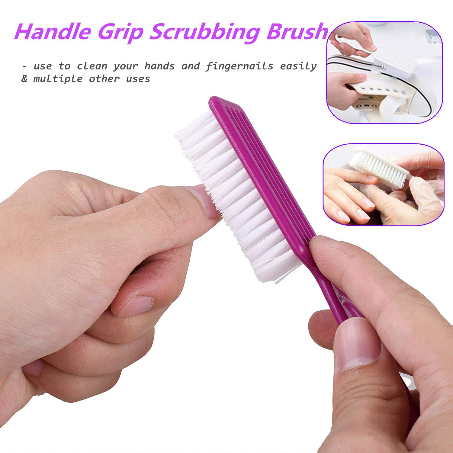 SQULIGT Nail Brushes - 6 Pcs Handle Grip Nail Cleaning Brushes for Toes & Fingernails, Pink, Pack of 1