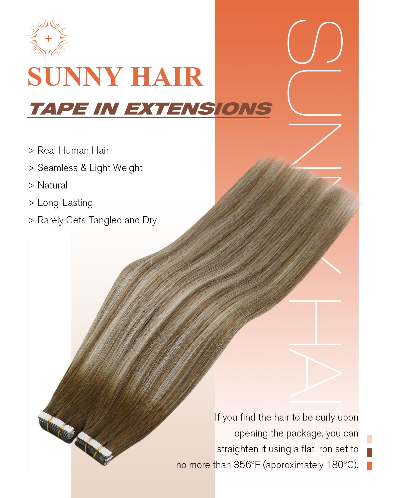 Sunny Hair Tape in Hair Extensions Ombre Blonde Tape in Human Hair Extensions Balayage Medium Brown Ombre Platinum Blonde Seamle