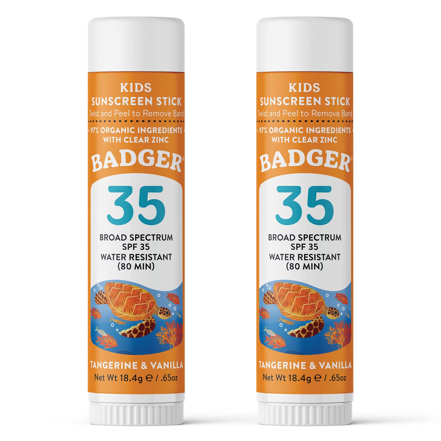 Badger Kids Sunscreen Stick Spf 35 With Mineral Zinc Oxide, Travel Size Sunscreen Stick For Kids, 97% Organic Ingredients, Reef