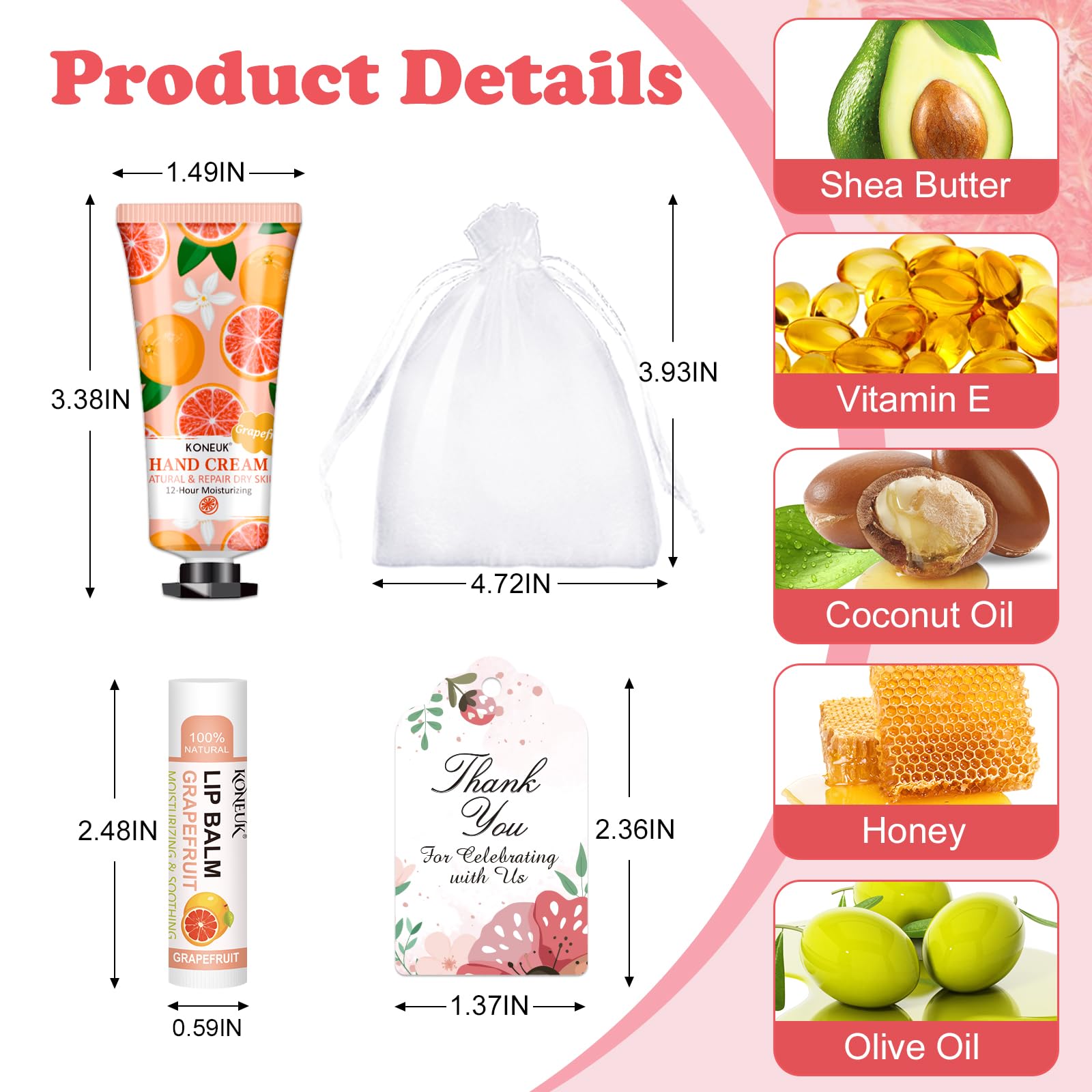 60 Pack Hand Cream Bulk And Lip Balm Bulk Sets, Valentines Day Gifts For Her, Bridal Shower Favors And Wedding Shower Favors For