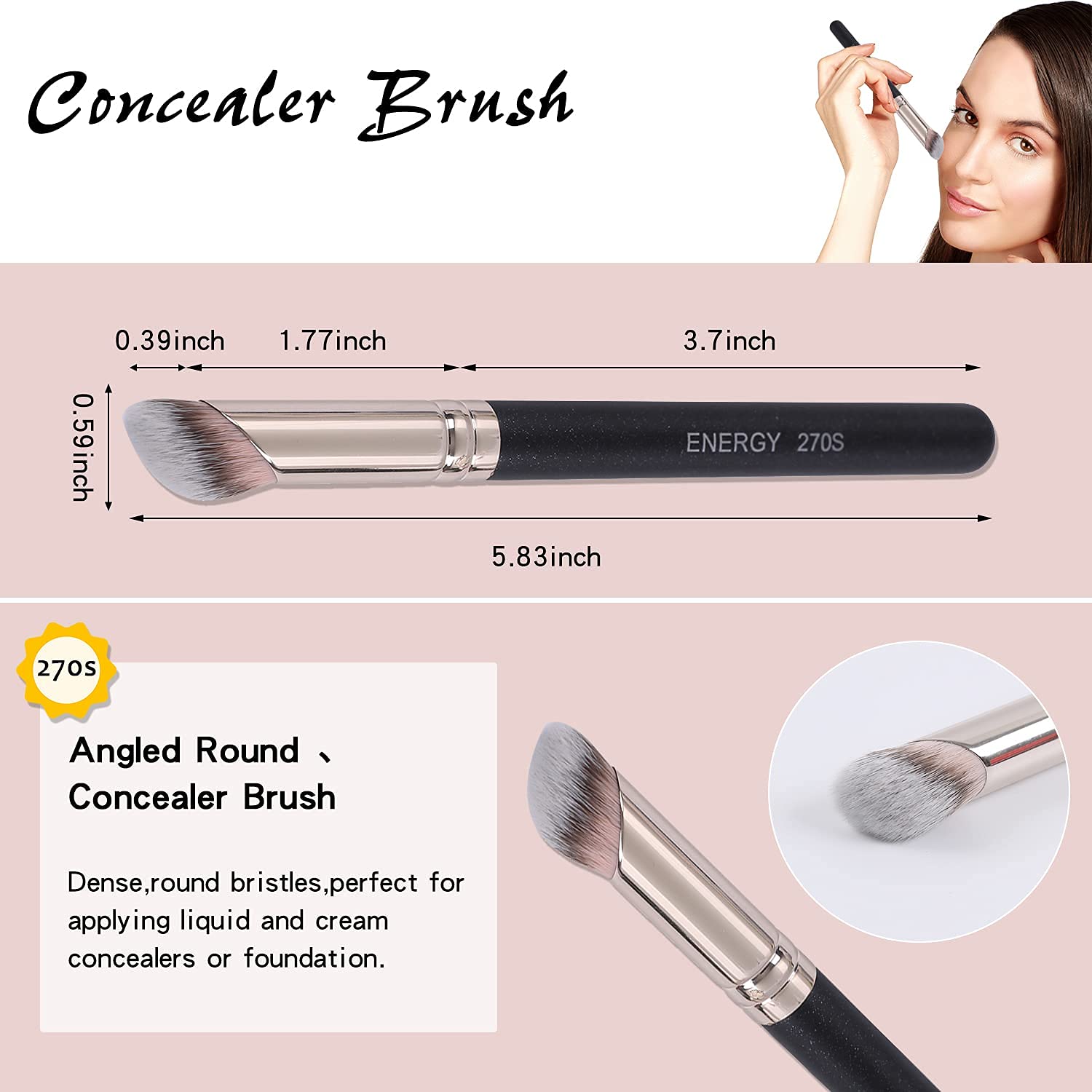 ENERGY Kabuki Foundation Brushes 3Pcs Professional Makeup Brush Set for Setting Powder Foundation Concealer Bronzer Blending wit