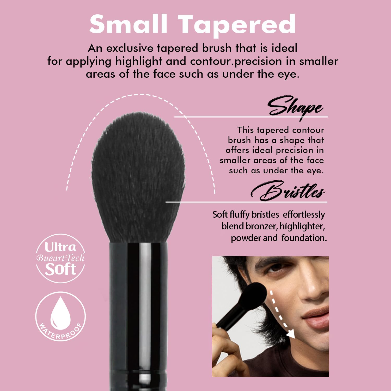 Bueart Design Large Highlighter powder makeup Brush with Small Tapered highlighting blush brush Ideal For Precision Blending hig