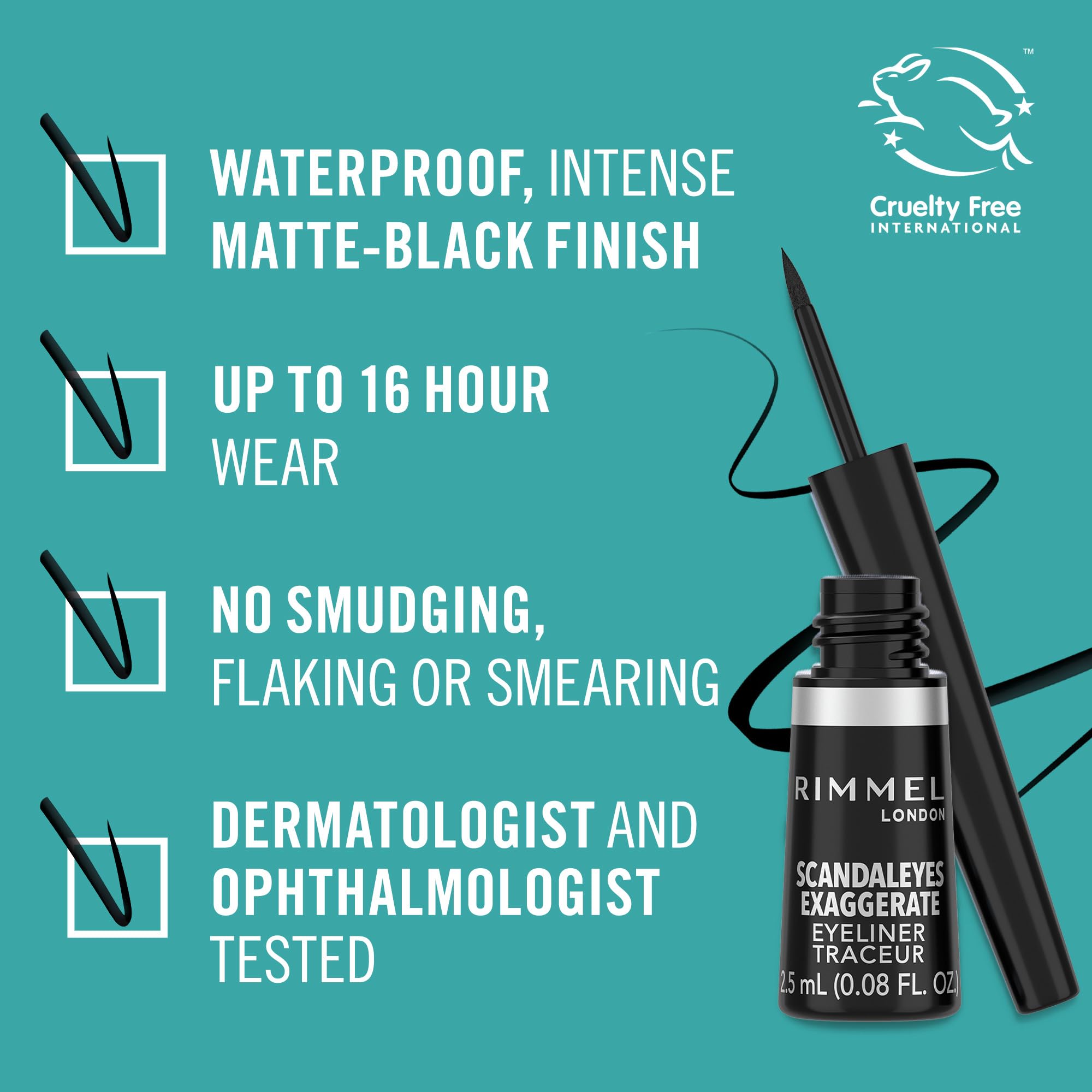 Eyeliner (%100 Black) Exaggerate Liquid 2.5ml Rimmel by rimmel