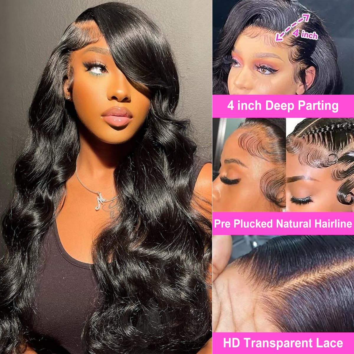 Gabrielle 24 Inch Body Wave Lace Front Wigs Human Hair 13X4 Hd Lace Frontal Wigs Human Hair Pre Plucked Lace Front Wigs Human Ha